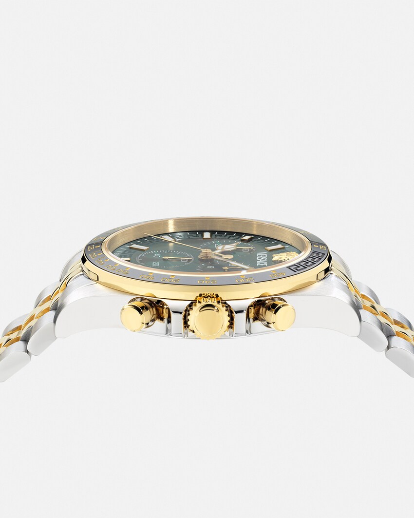 سَاعة Greca Chrono Wave  فضي+أخضر 3