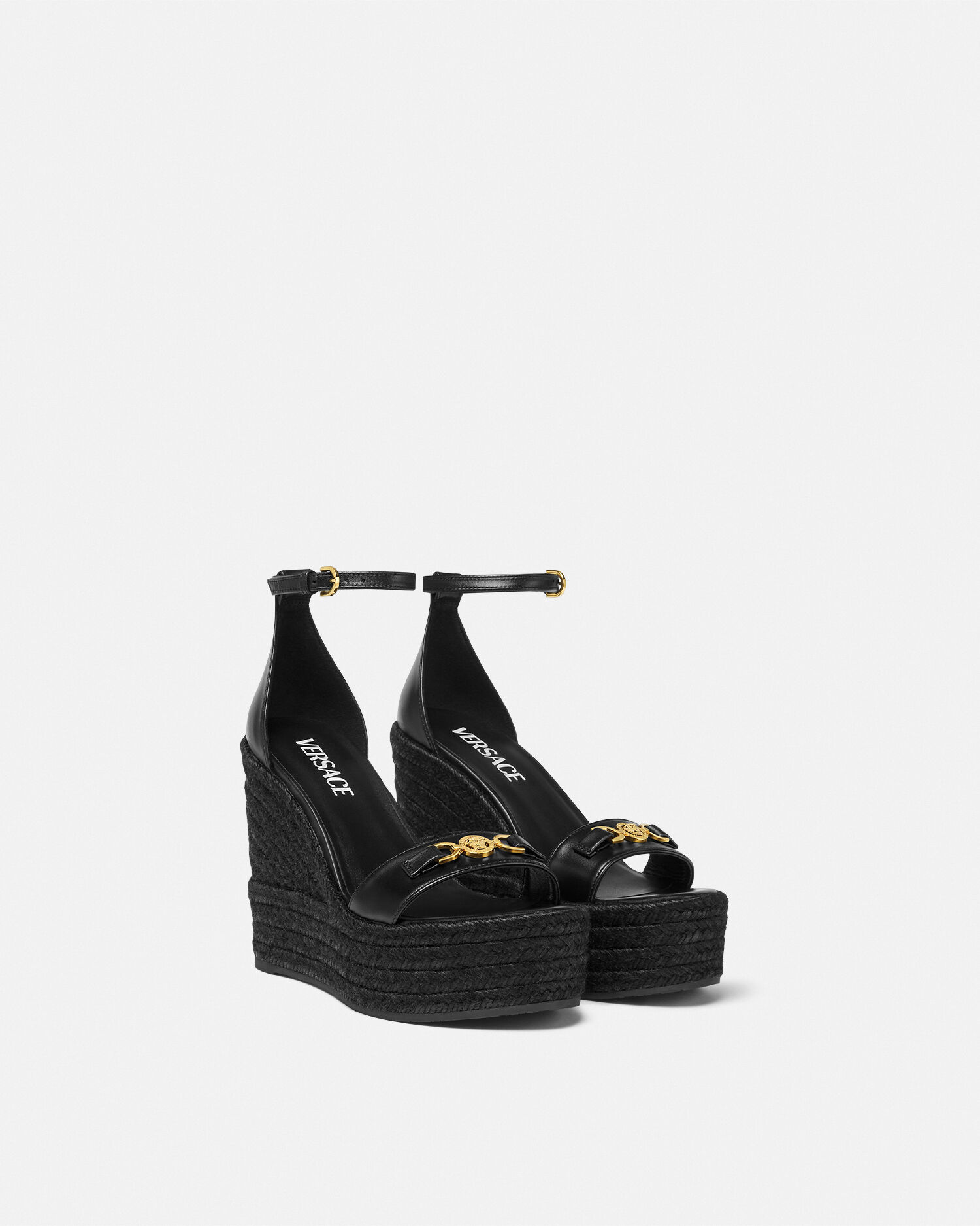 Black and gold wedges sandals sale