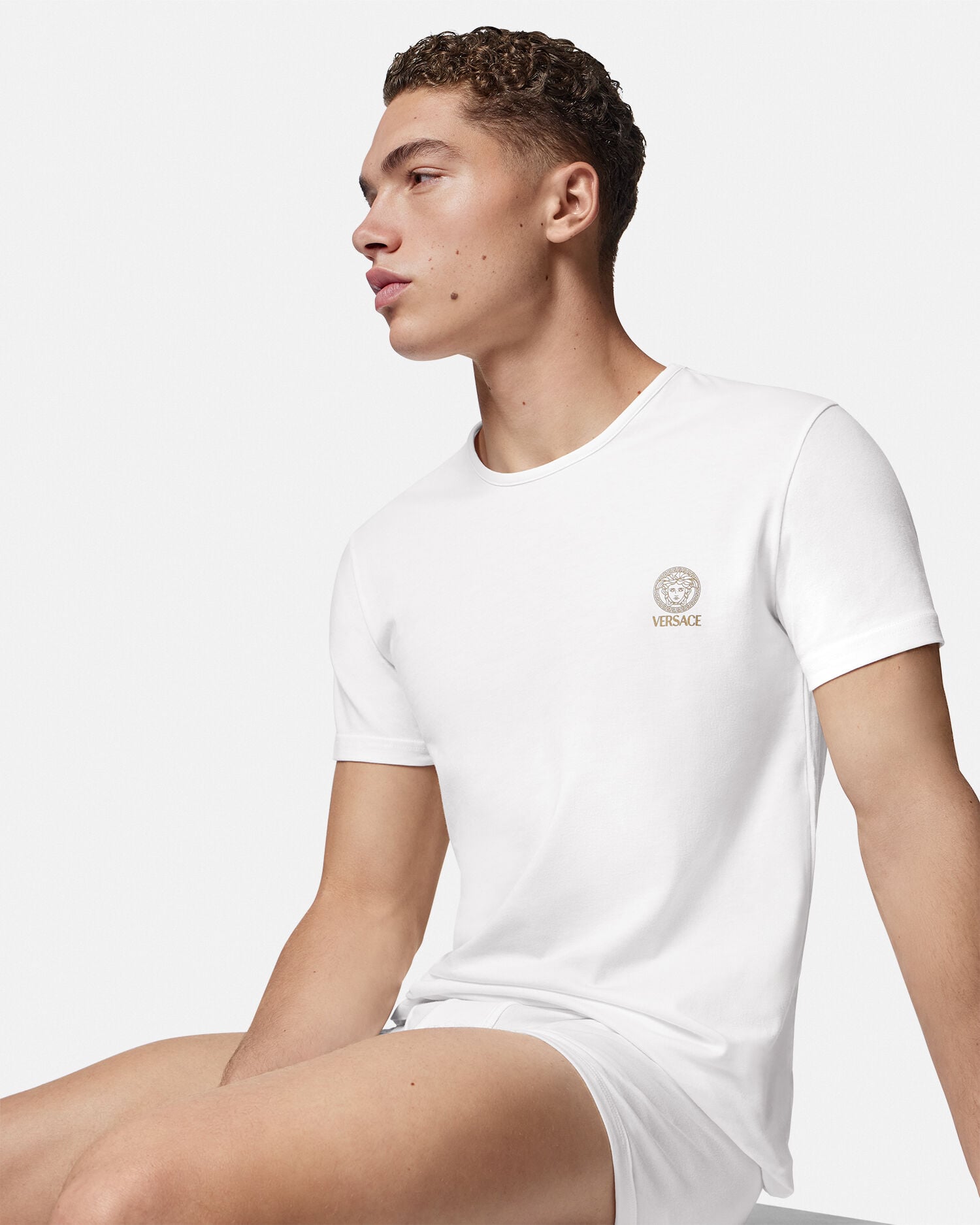 Cotton-Jersey Undershirt 2-Pack Black,White | VERSACE US