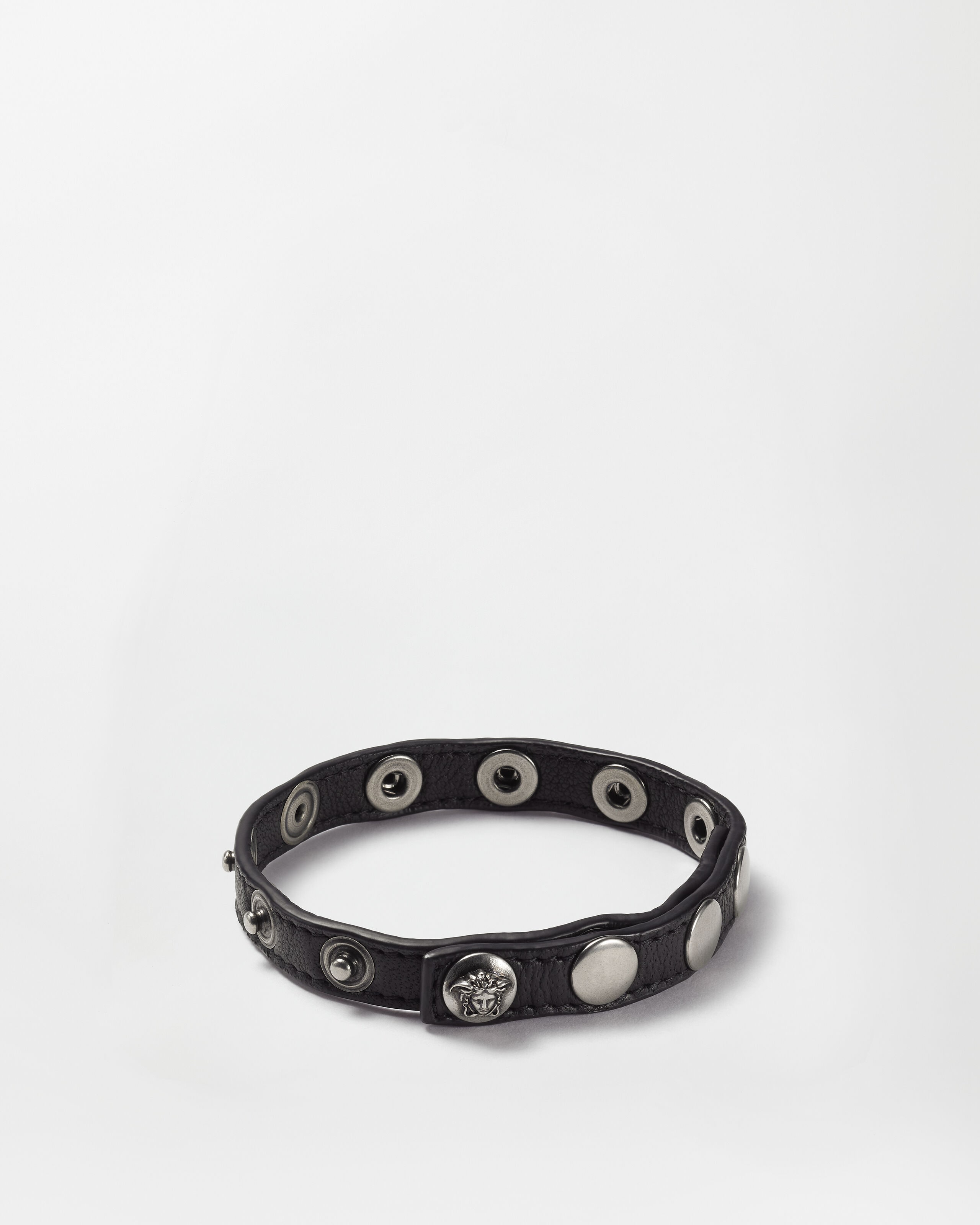 The Spike Leather Bracelet Black | VERSACE