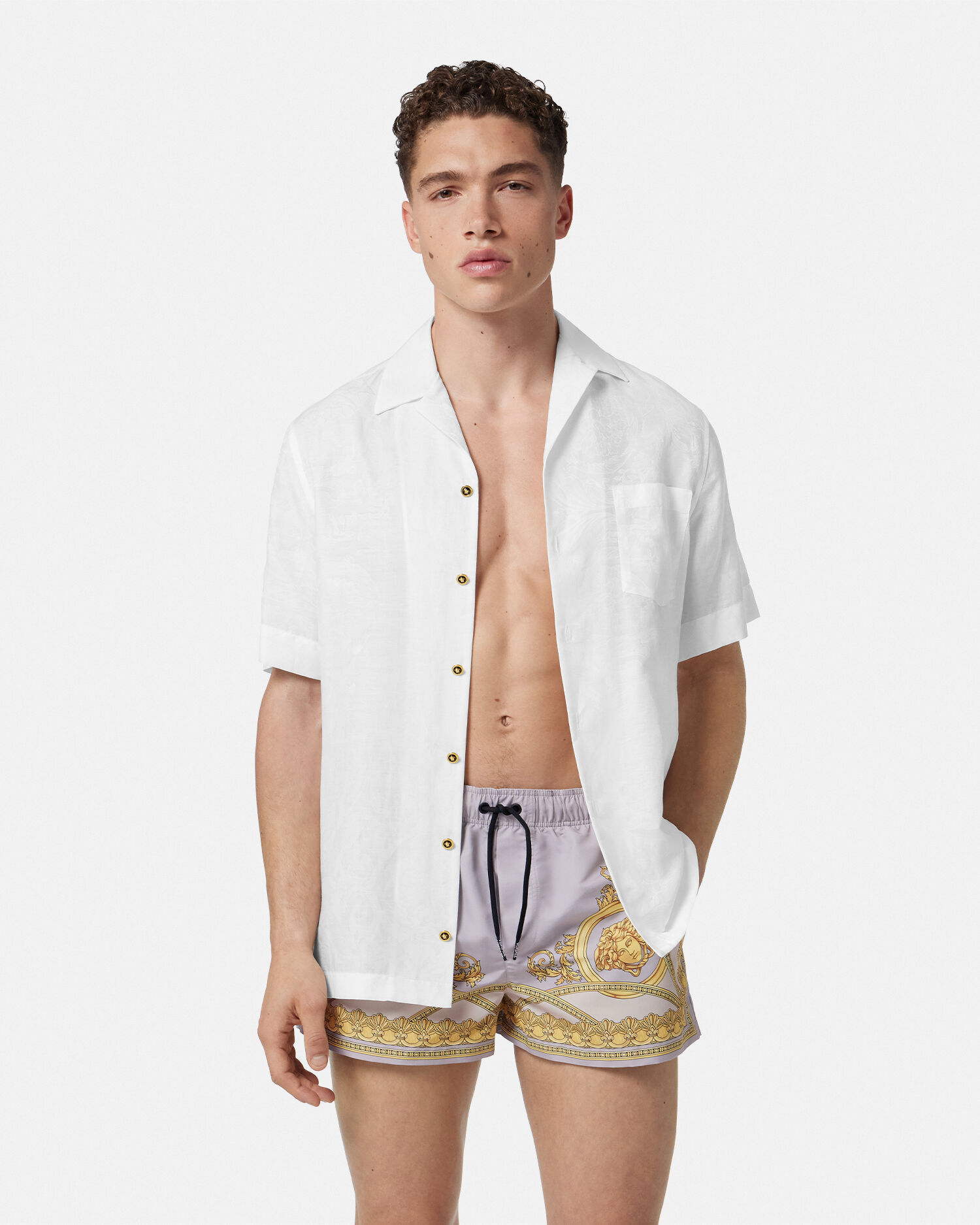 Short de bain La Coupe Des Dieux Gris Imprime VERSACE