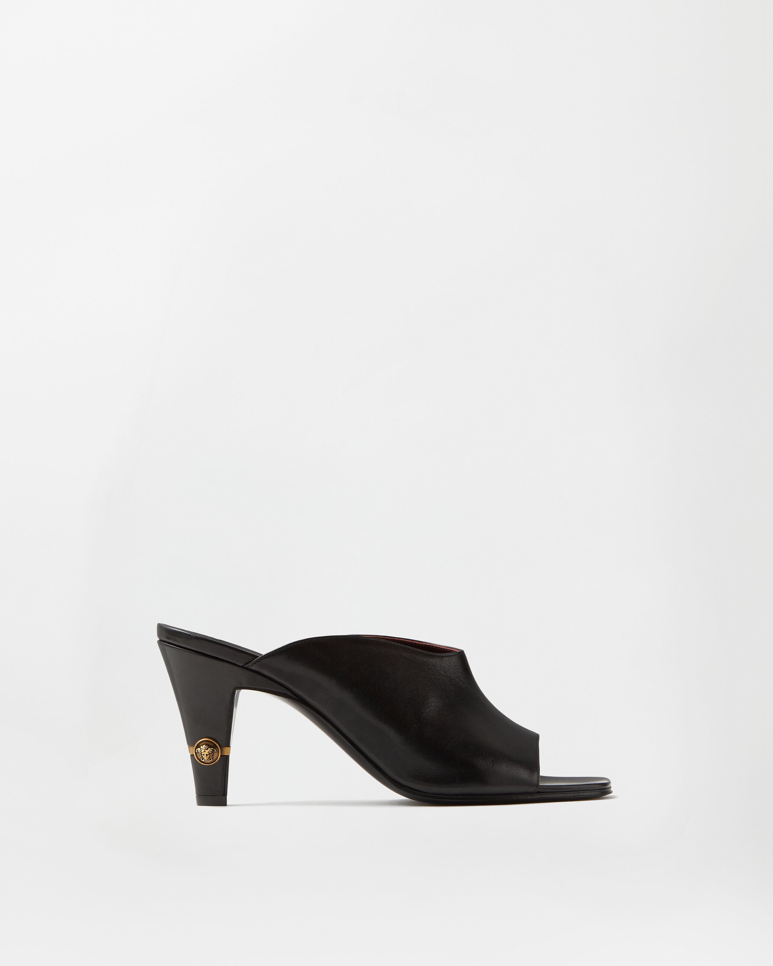 Giulietta Leather Mules 80 mm Black | VERSACE US