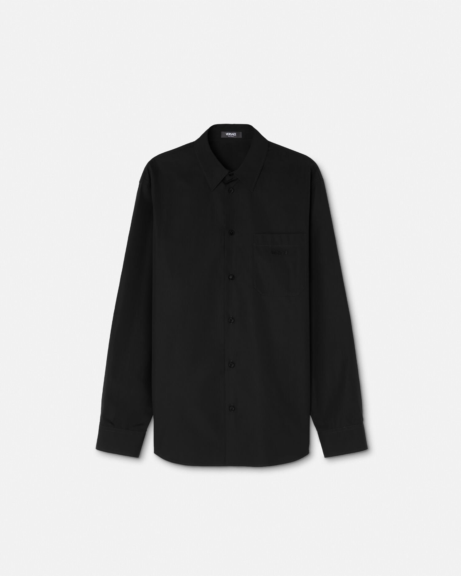 【タグ付き☆GIANNI VERSACE】黒　長袖シャツ　ボタンオシャレ　46 ジャンニヴェルサーチ ヴェルサーチェ GIANNI VERSACE
