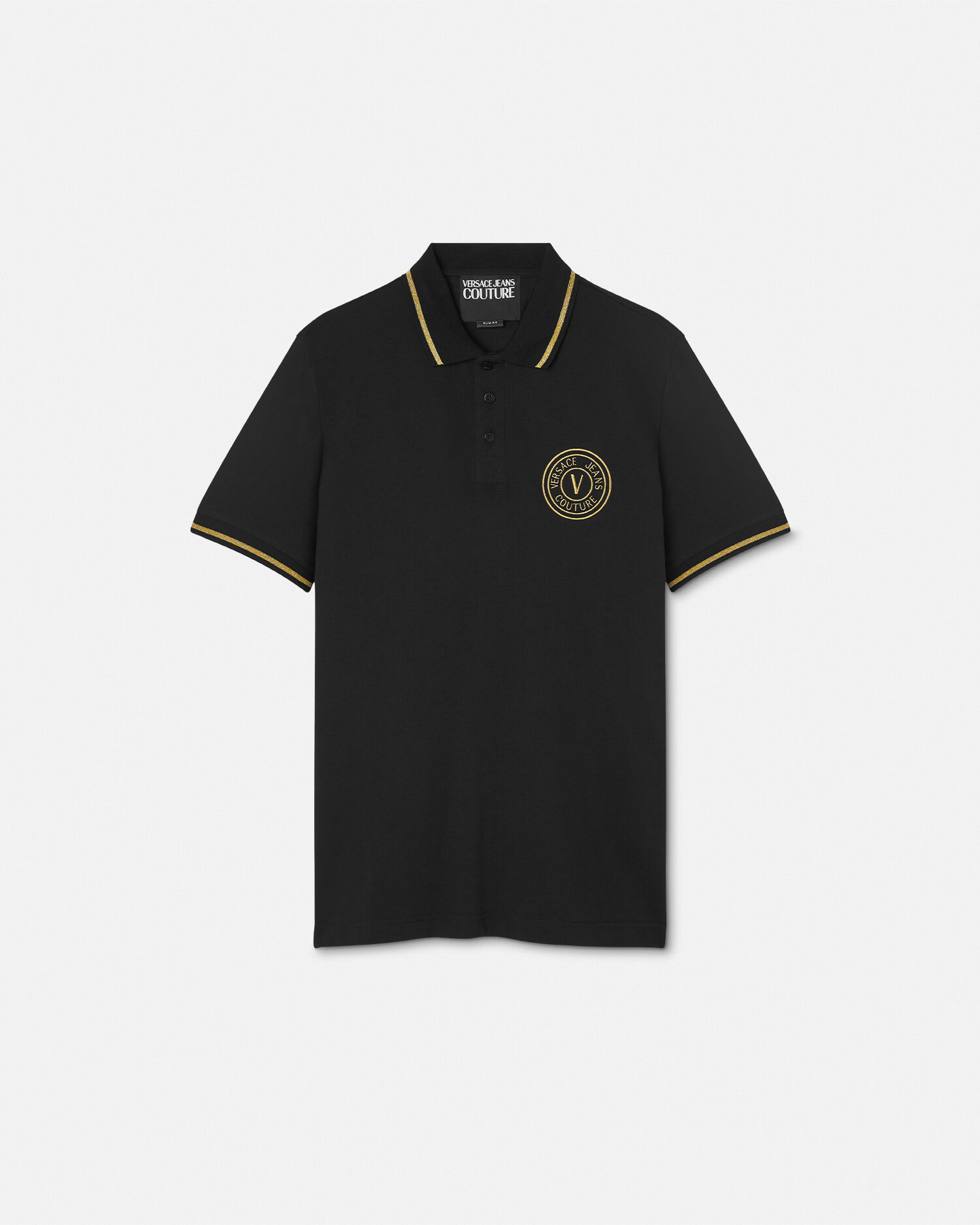 Embroidered '90s Vintage Logo T-Shirt Black | VERSACE US