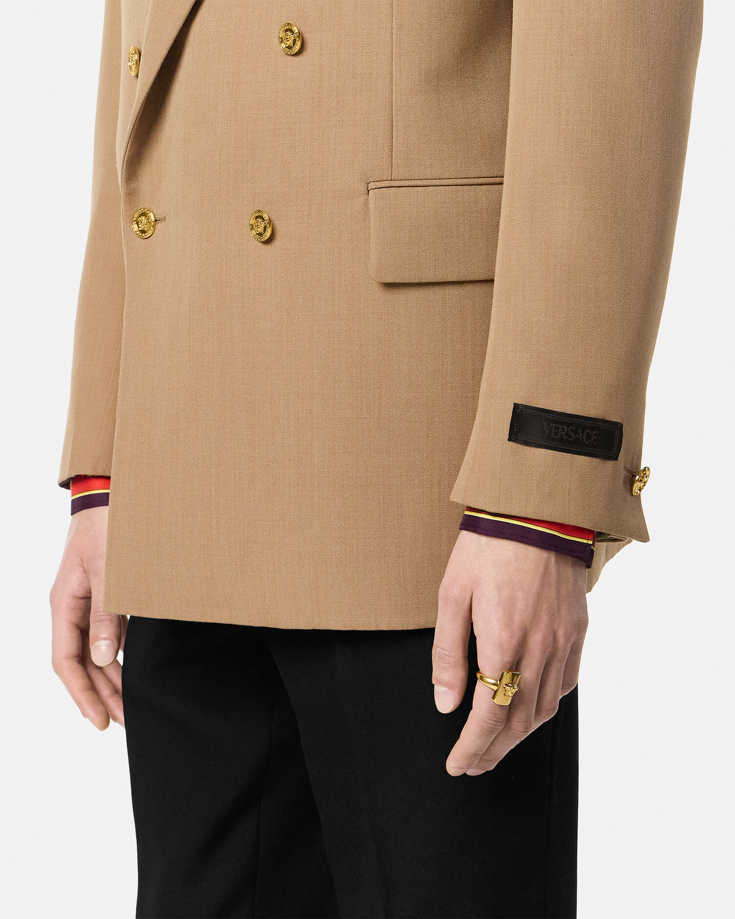 ジャケット・アウター Double breasted blazer (-olive brown-) Army Green stretch one-button Blazer with peak lapels