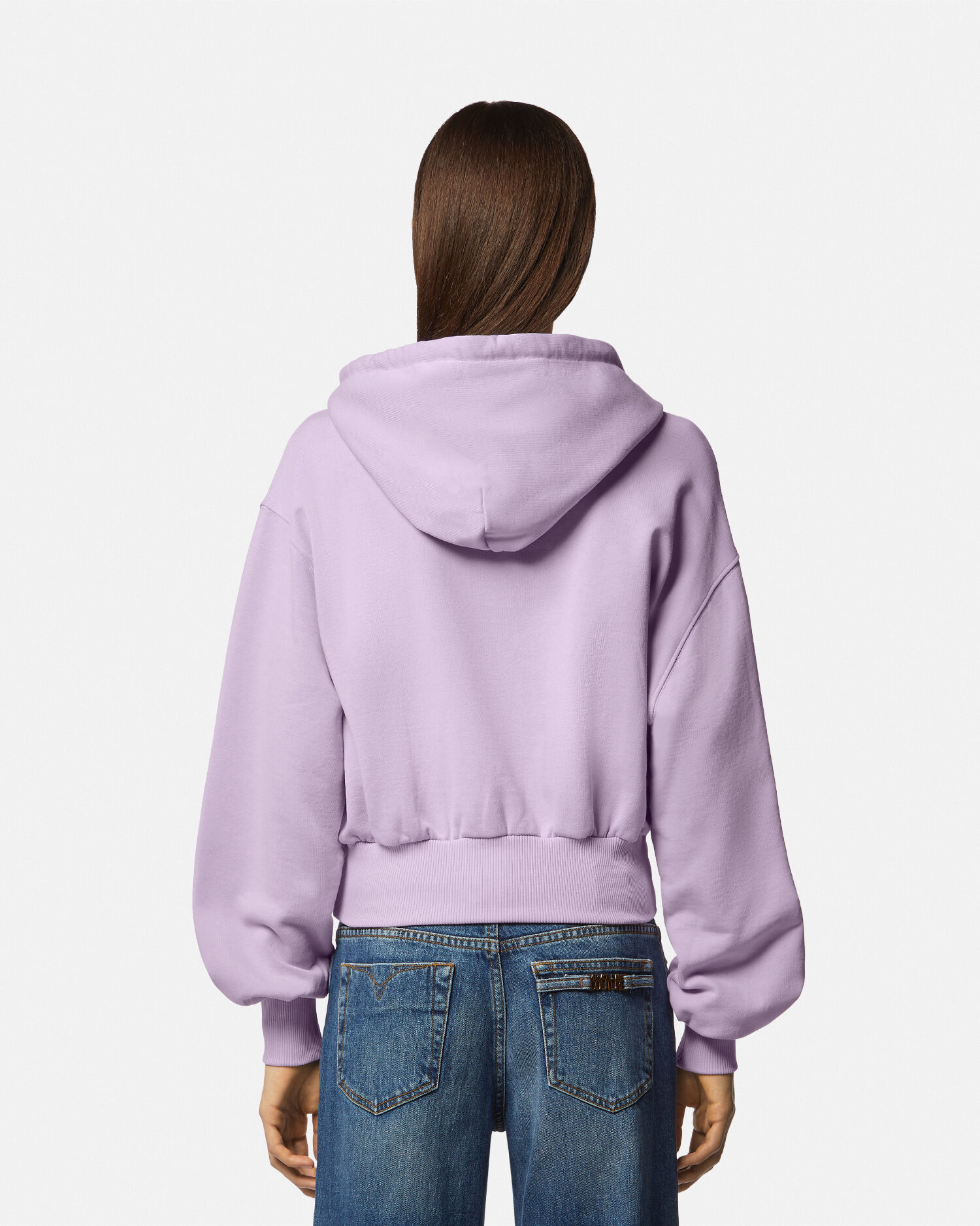 Watercolor drawstring shop crop hoodie
