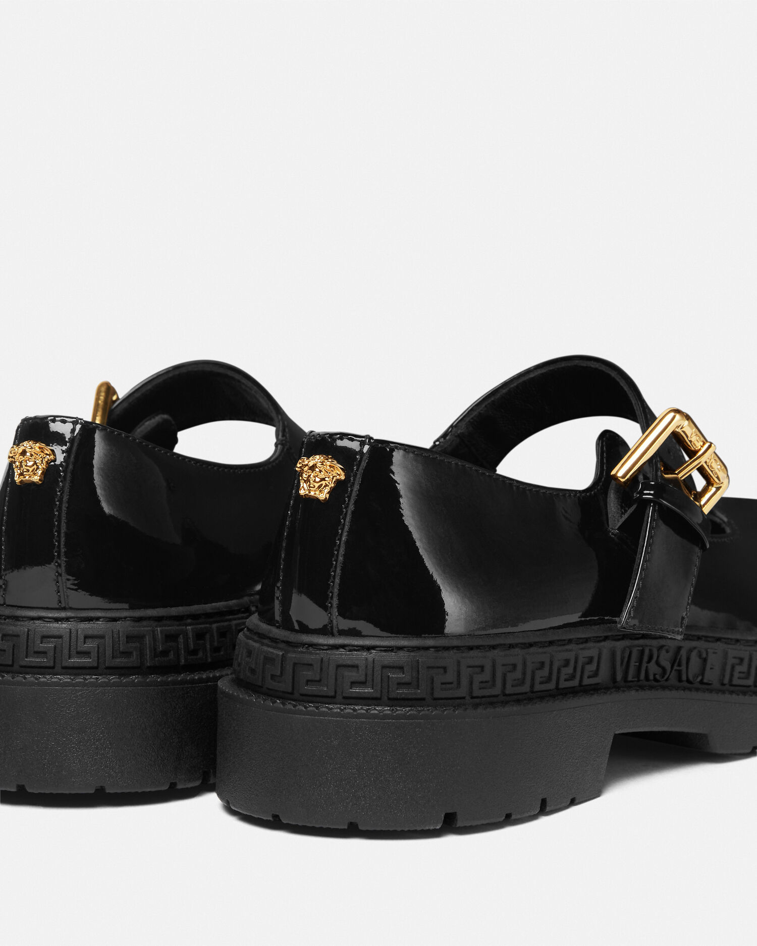 La Medusa Kids Mary Jane Shoes Black Gold VERSACE