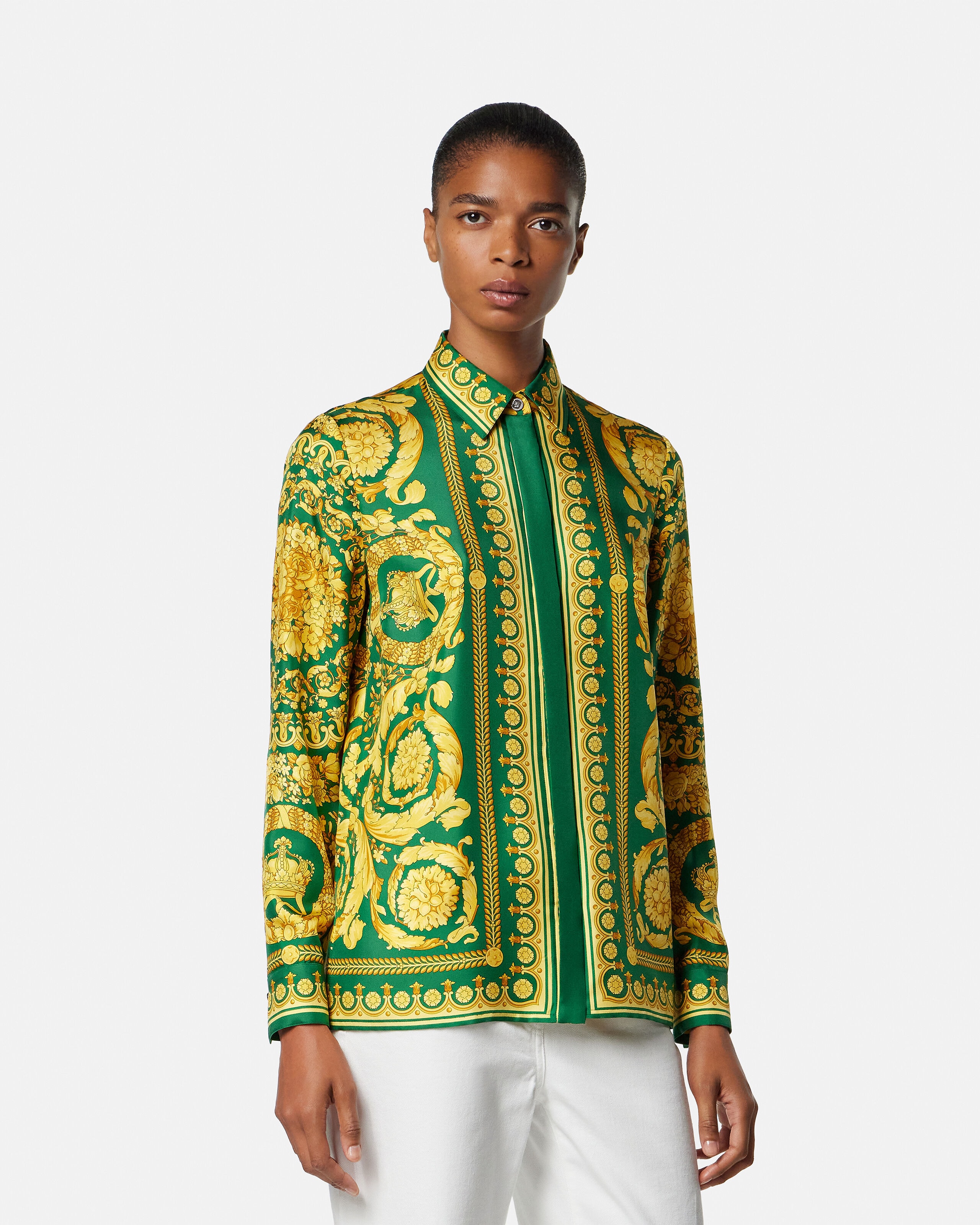 Ｖersce　SILK　バロッコ　48 Barocco Silk Shirt Black,Print | VERSACE