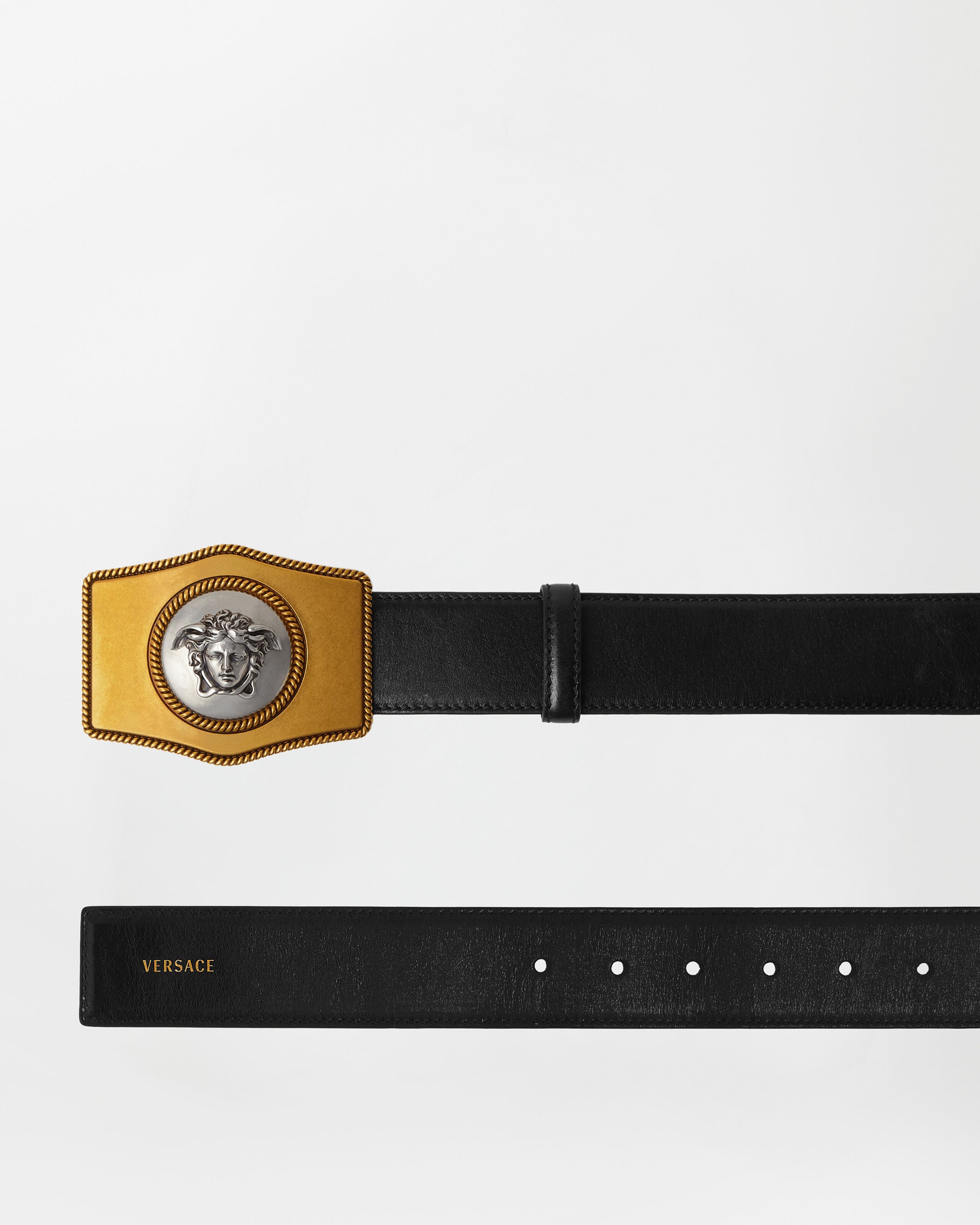 Leather Belt 4 cm Black | VERSACE US