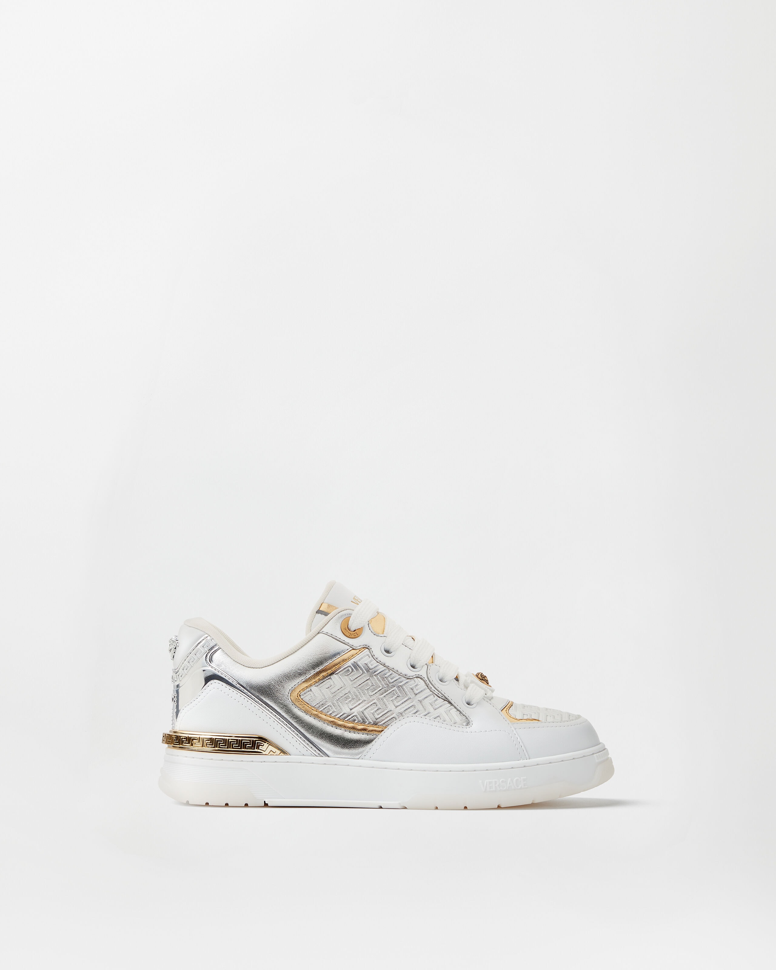 Versace biggie basket metallic leather sneakers