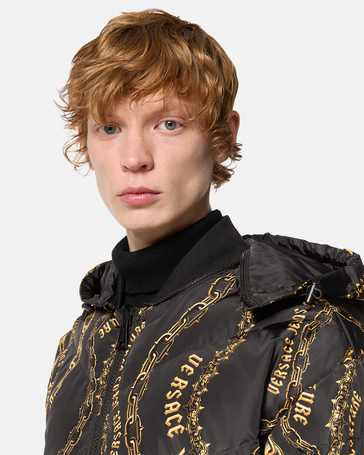 Chain Couture Reversible Puffer Jacket | VERSACE CA