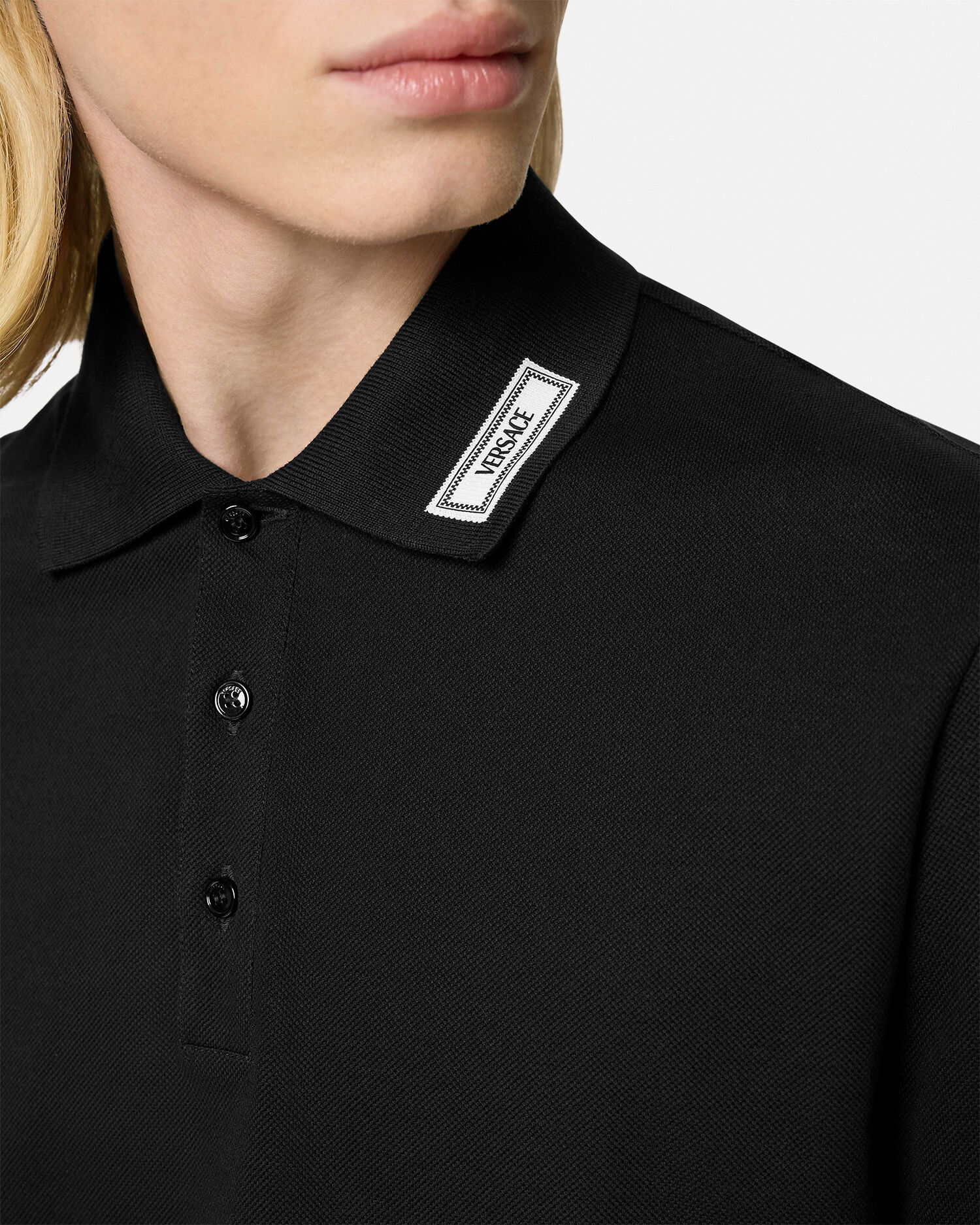 90s Vintage Logo Polo Shirt Black | VERSACE US