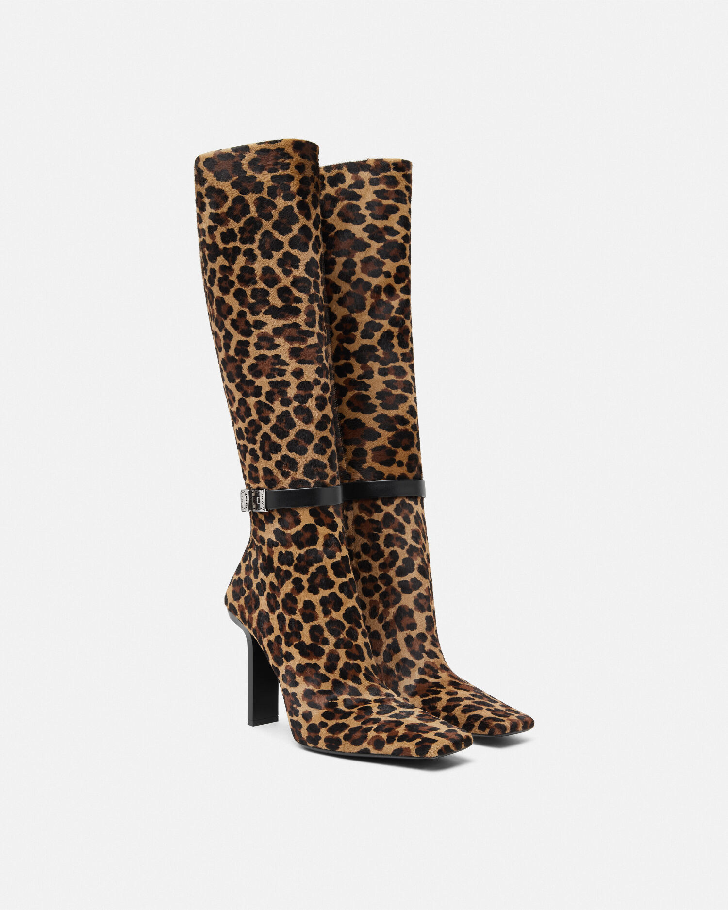 Leopard Slice Knee High Boots 105 mm