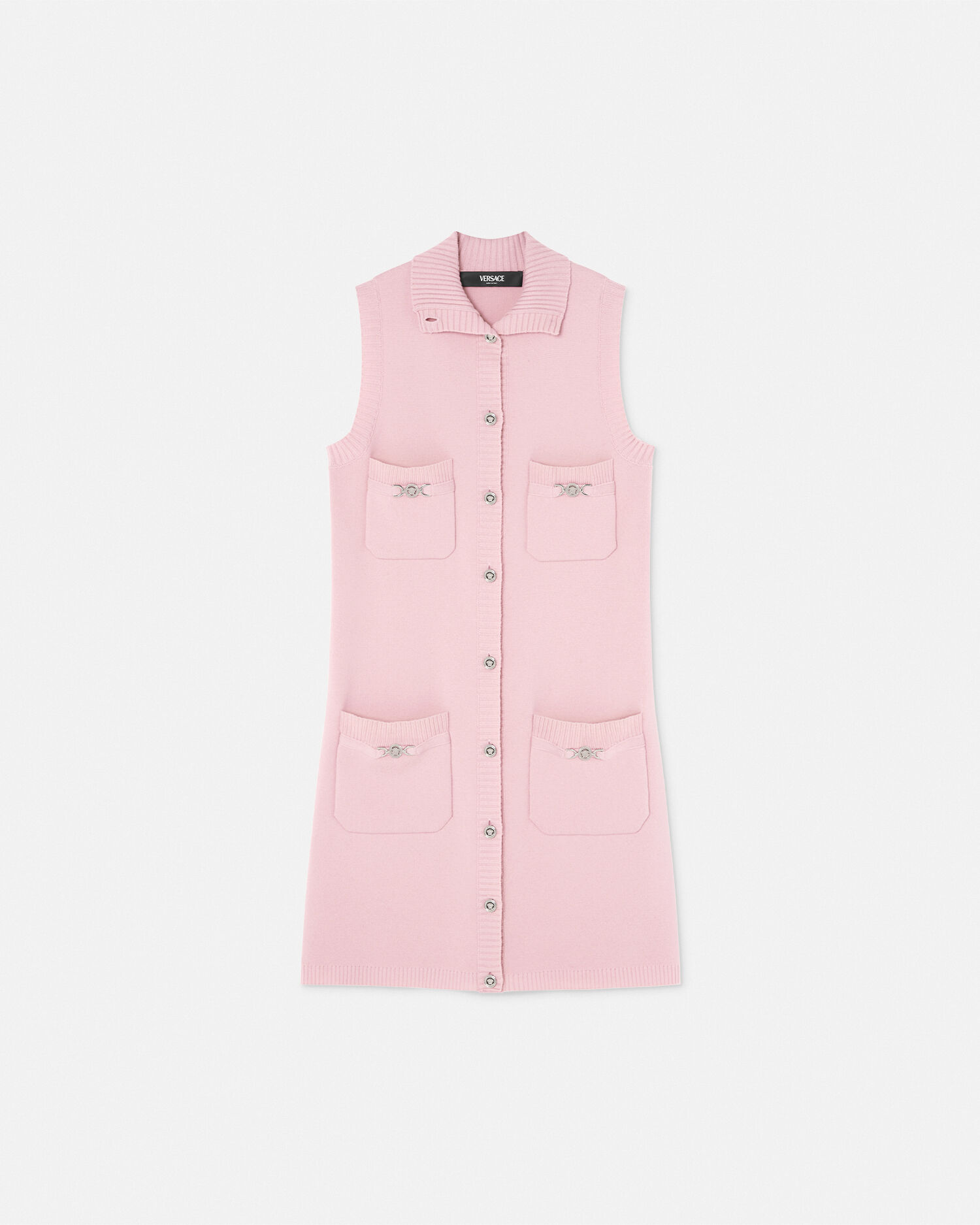 Cashmere-Blend Shift Knit Mini Dress Pink | VERSACE US