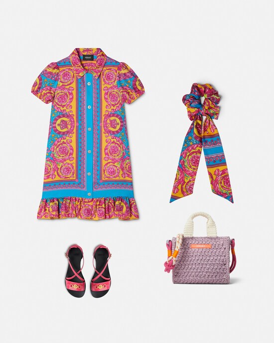 Kids Printed Silk Twill Dress  Multicolor 2