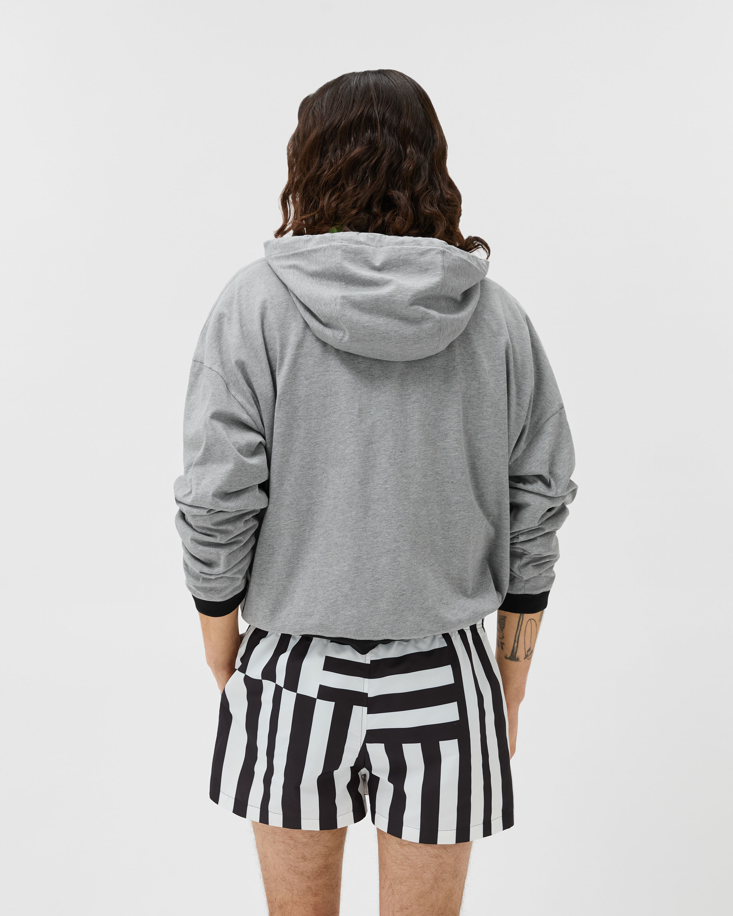 Printed Cotton-Jersey Hoodie Gray | VERSACE