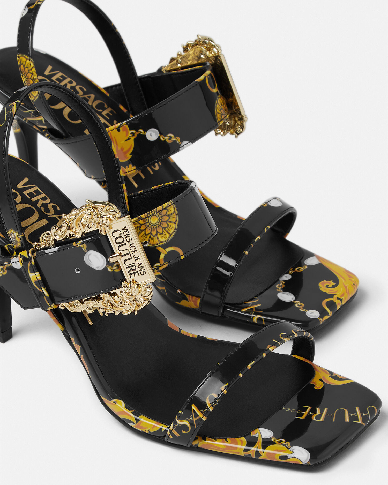Versace black and gold store sandals