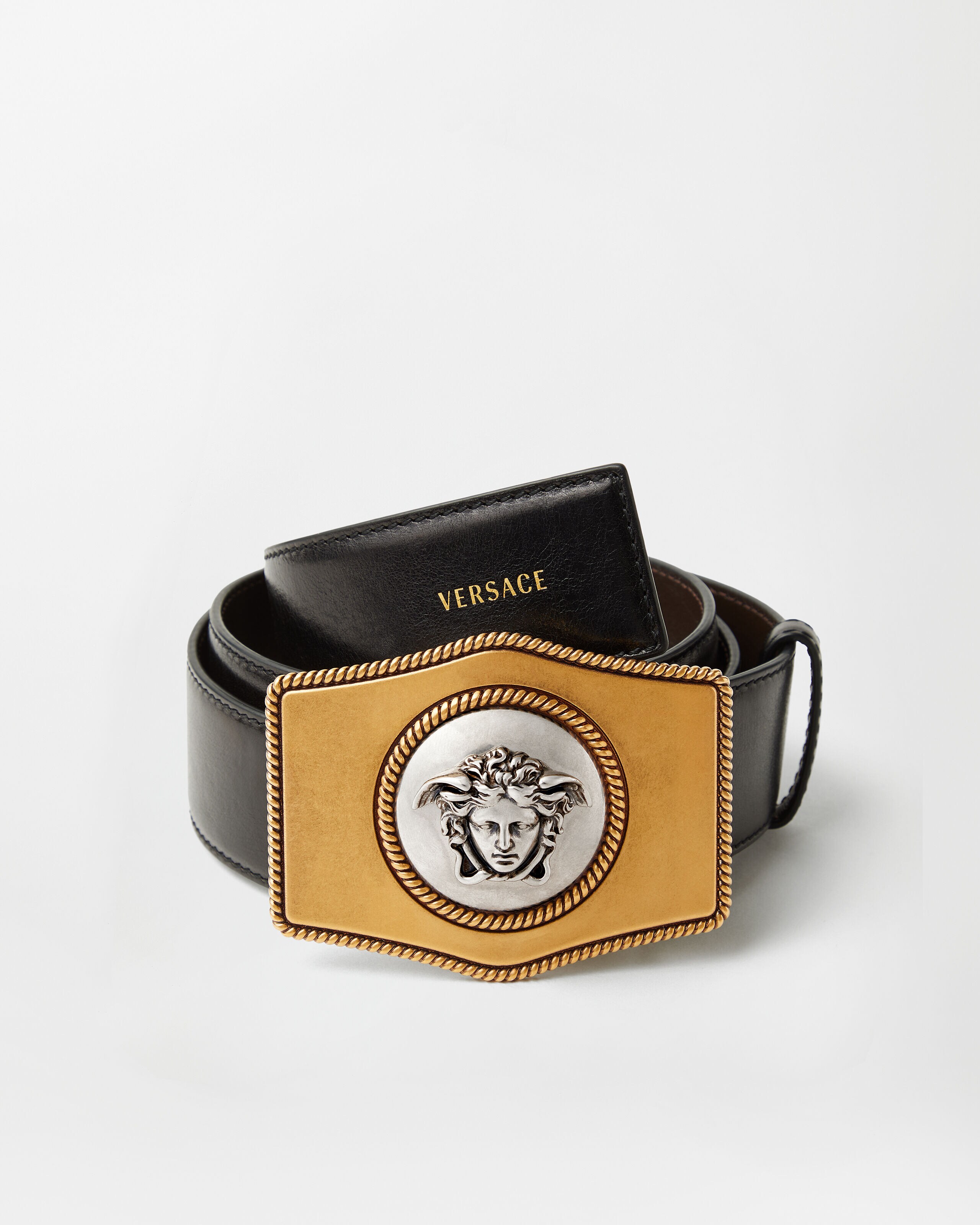 Leather Belt 4 cm Black | VERSACE US