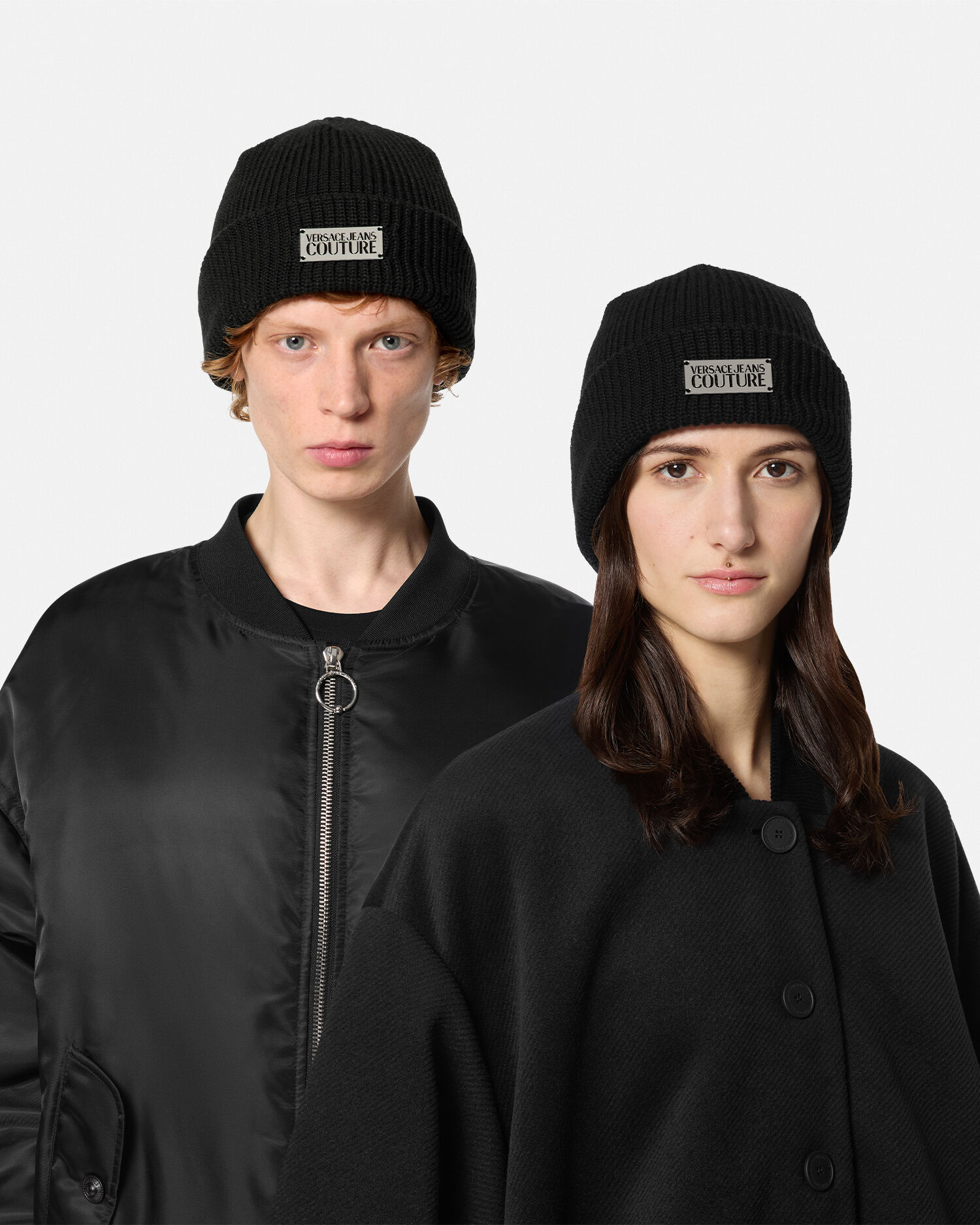 Logo Knit Beanie VERSACE US