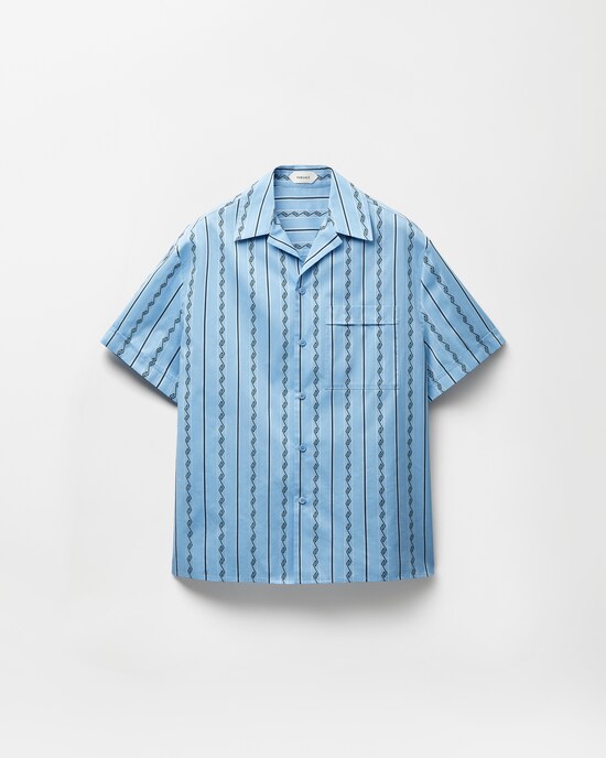 Jacquard Cotton-Silk Regular Shirt Light Blue 1