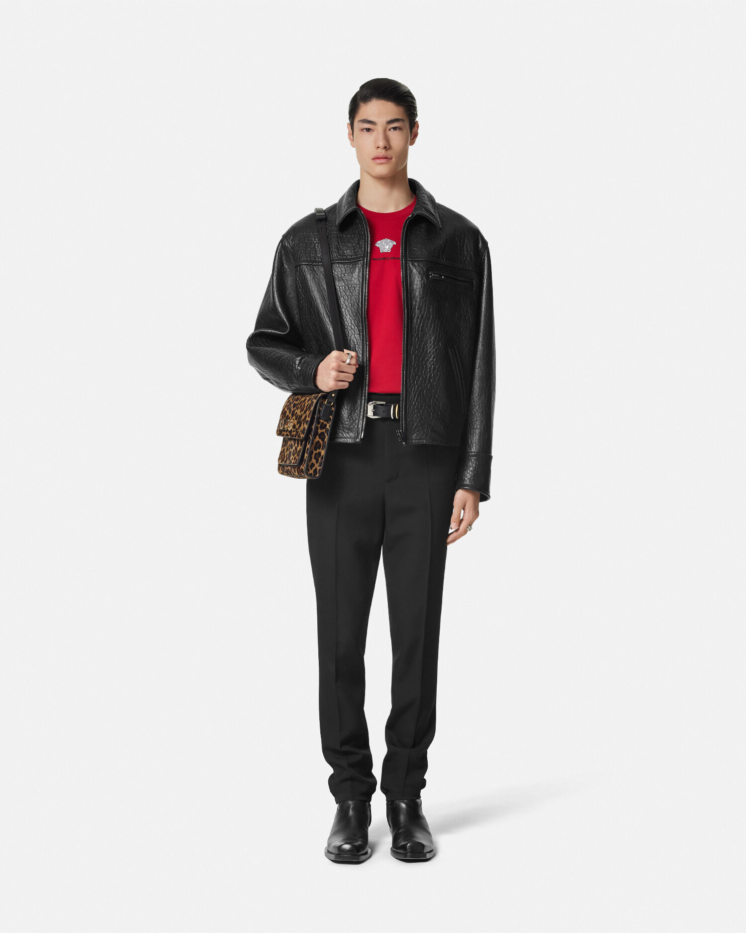 Leather versace shirt best sale
