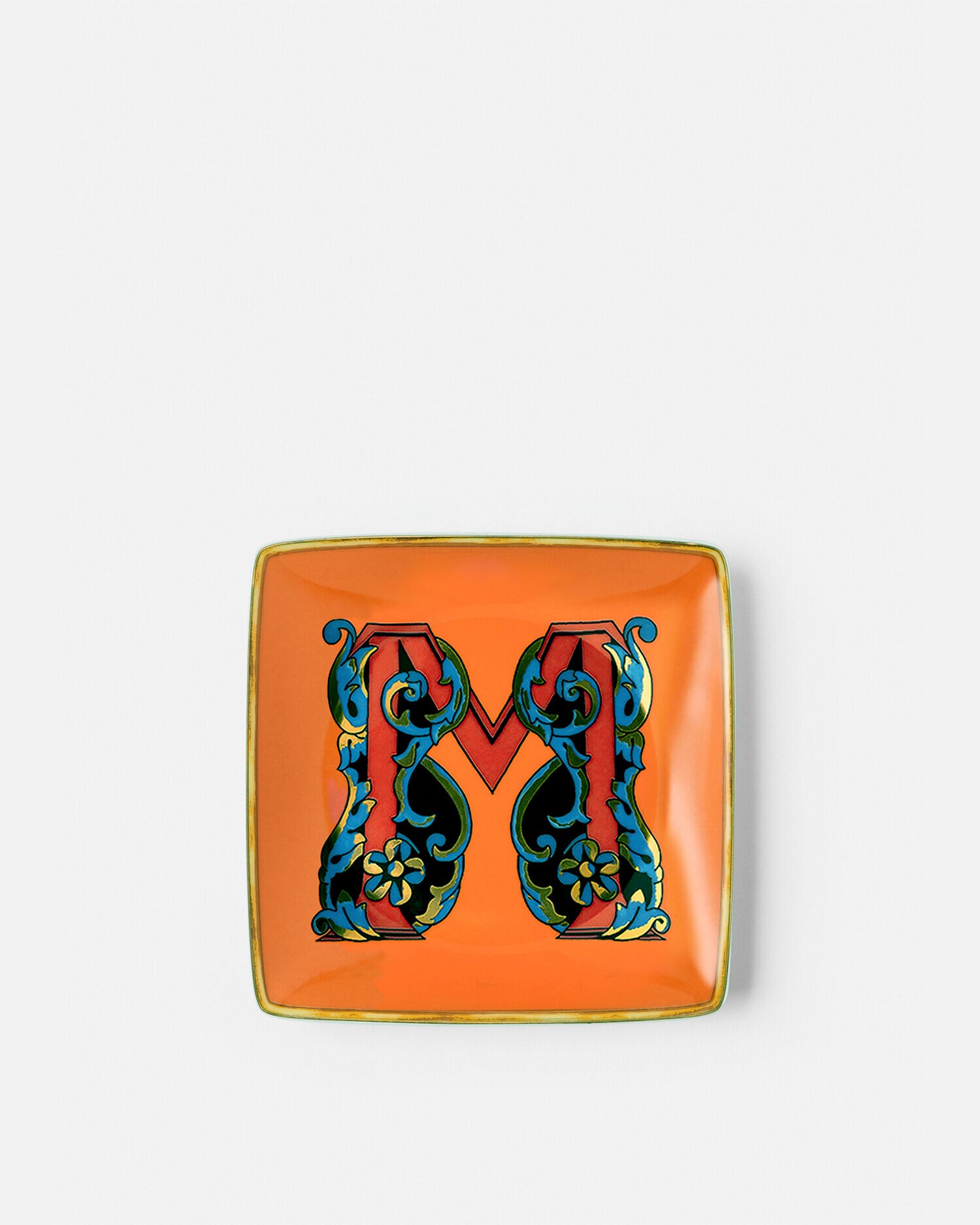 Versace Alphabet M Small Square Plate 12 cm Print | VERSACE US