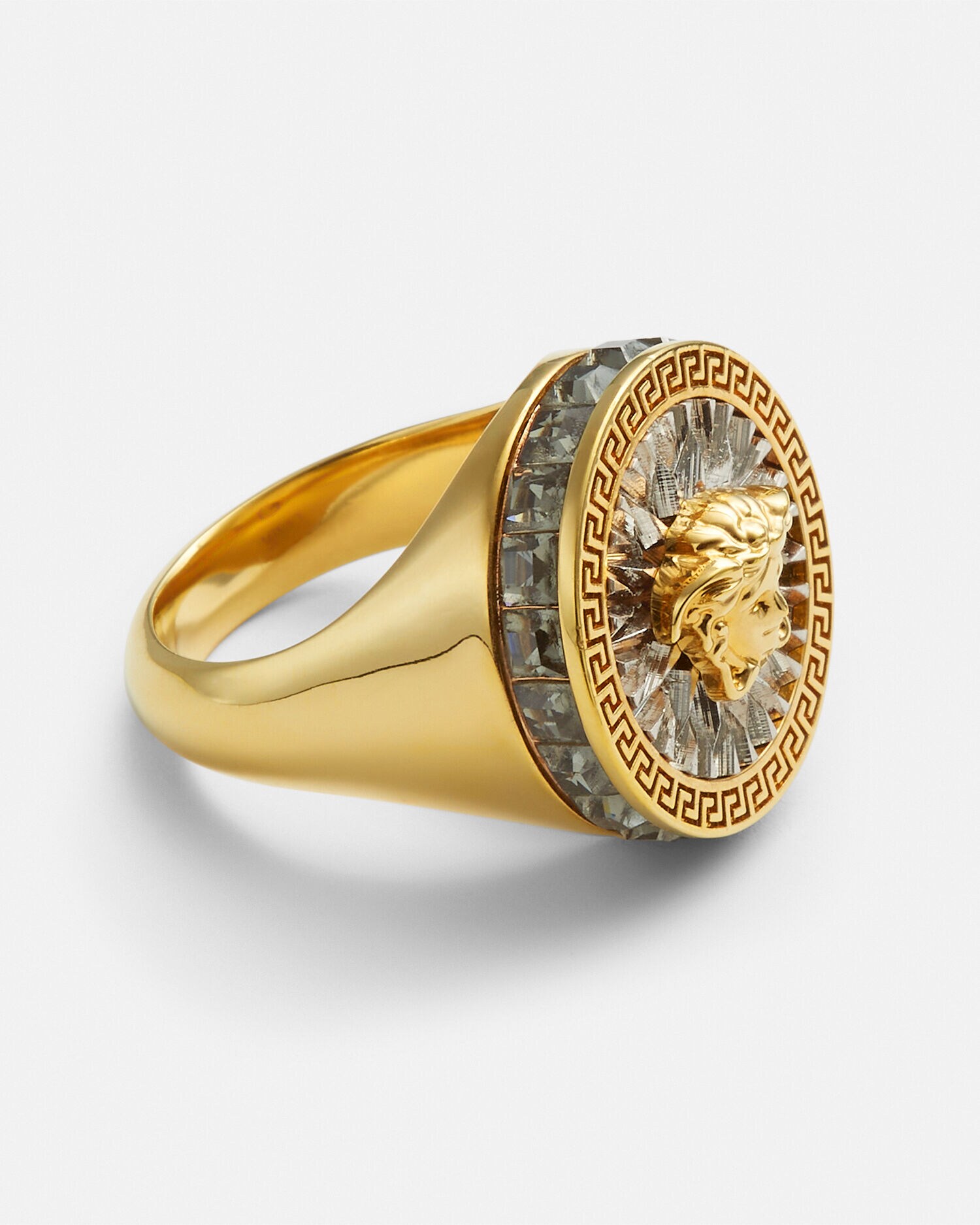 VERSACE ゴールドライオンリング Icon Crystal Ring Gold | VERSACE US