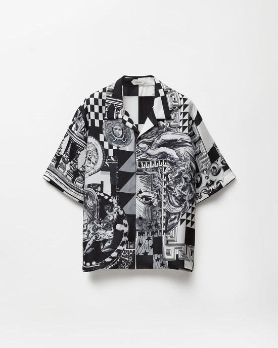 Printed Silk Twill Regular Shirt Black 1