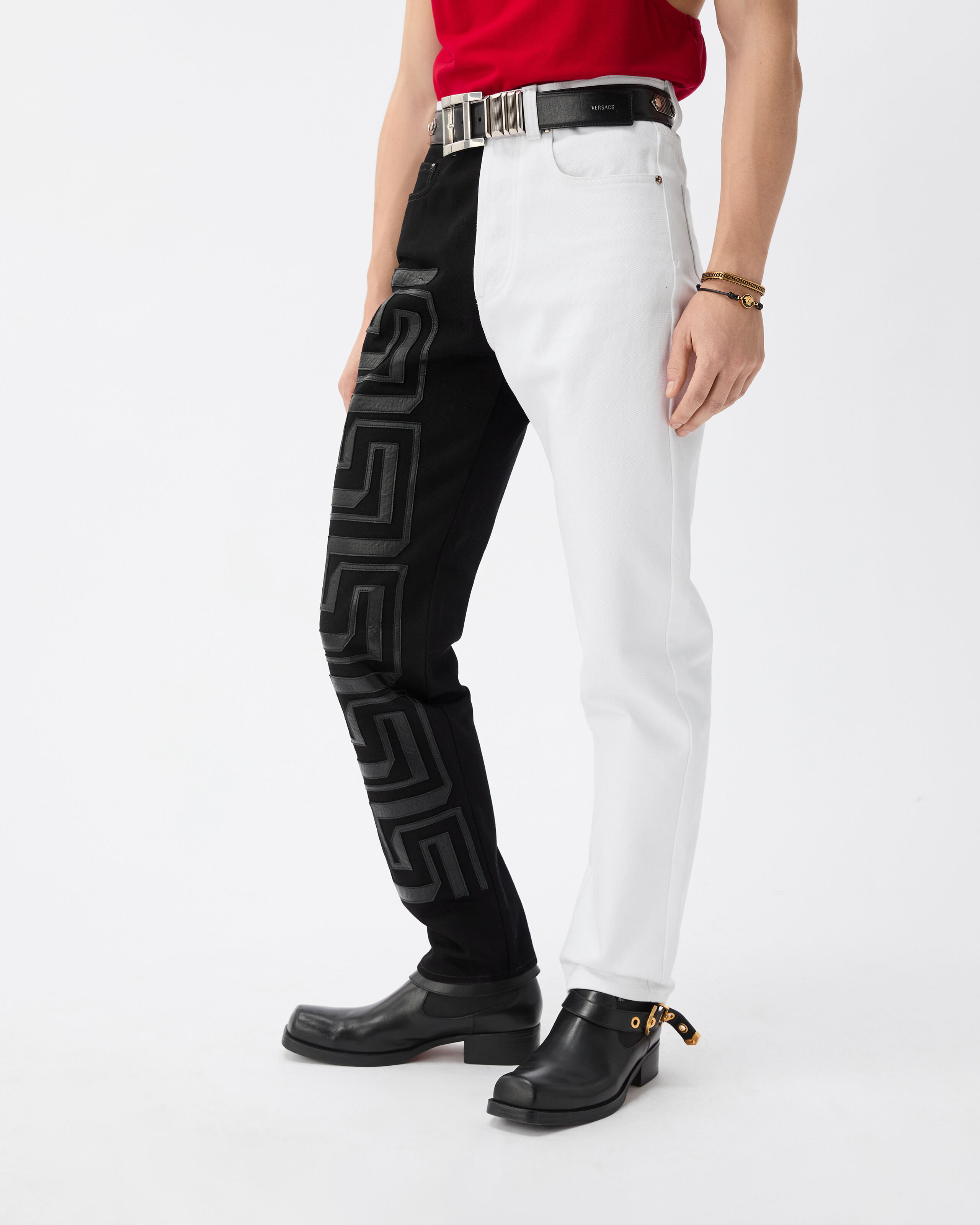 Embroidered Straight Jeans | VERSACE US