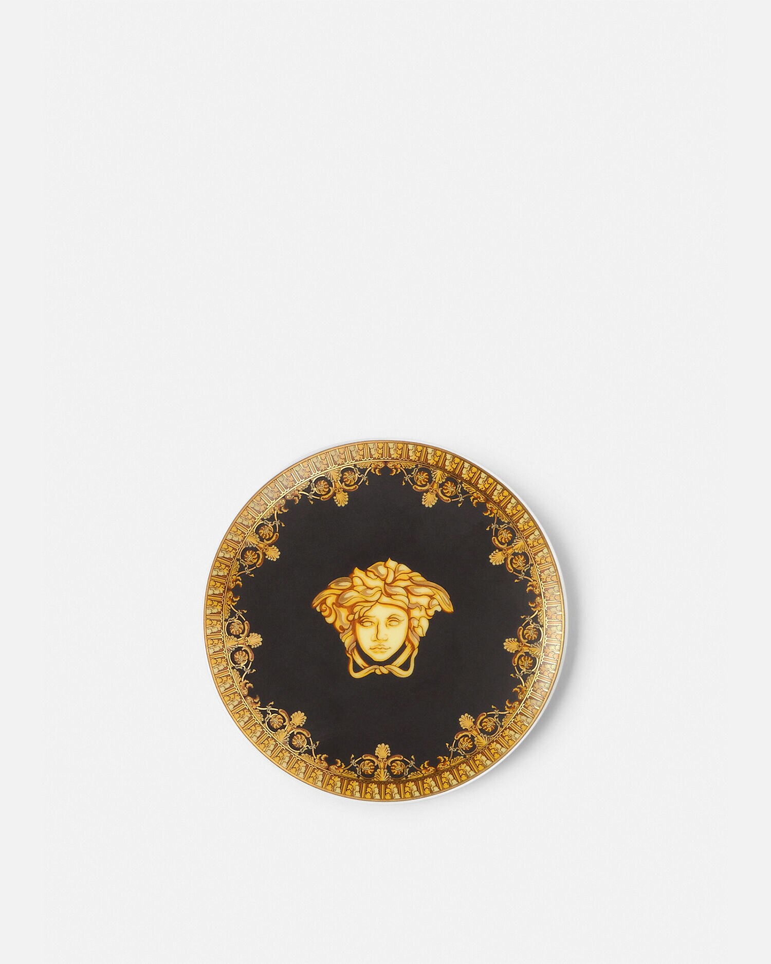 I ♡ Baroque Black Plate 10 cm Black,Gold | VERSACE US