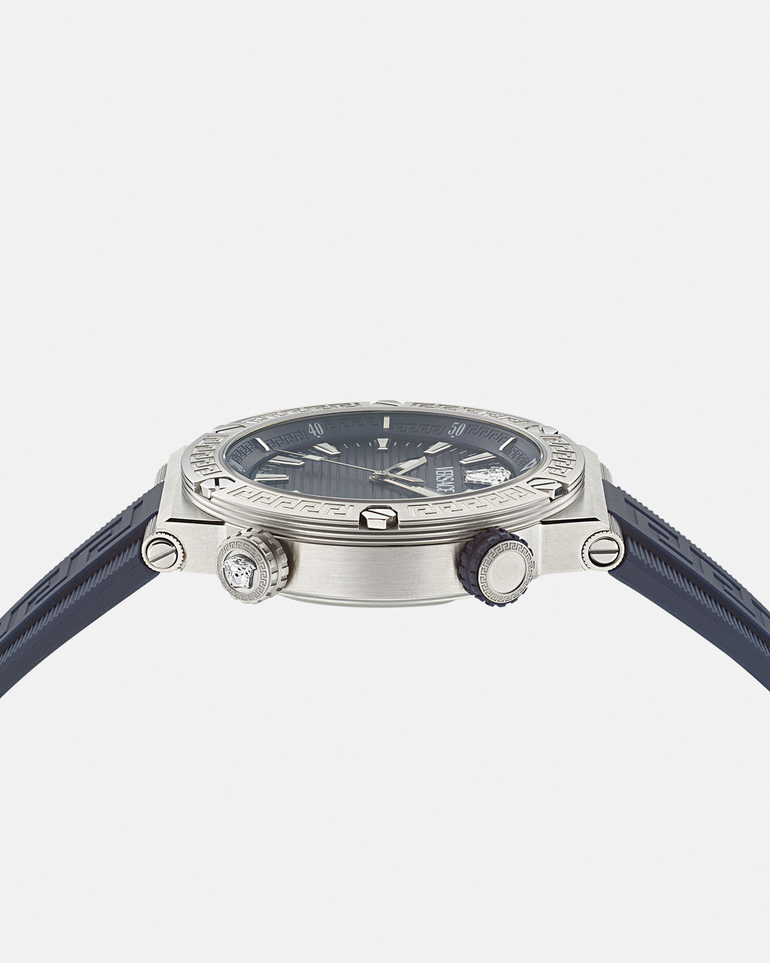 Greca Logo Diver Watch Blue Silver VERSACE US