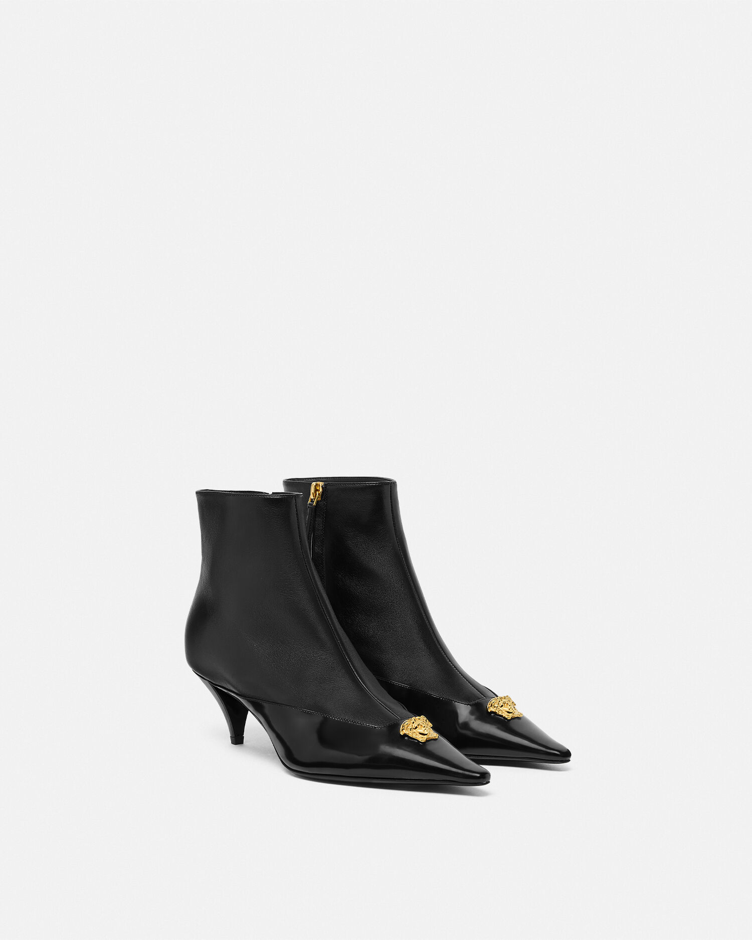 La Medusa Leather Ankle Boots 55 mm Black,Gold | VERSACE
