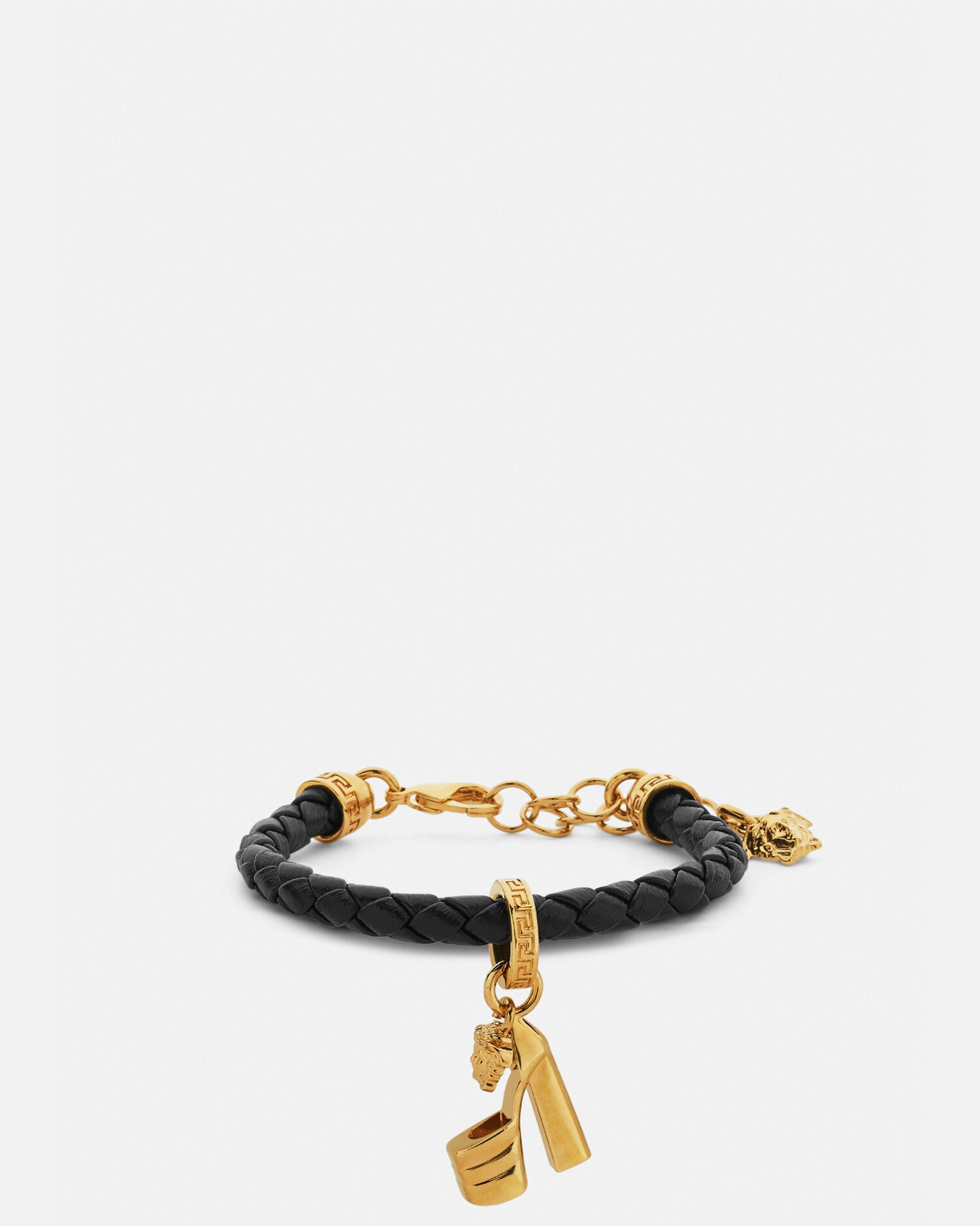 Versace braided leather charm new arrivals bracelet