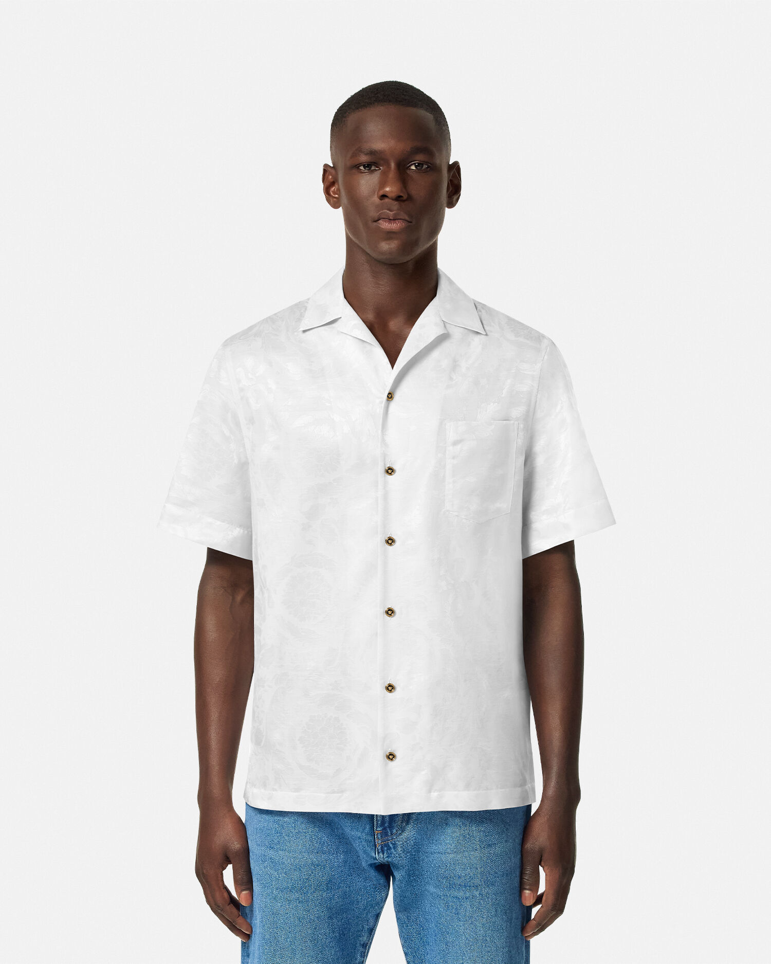 Jacquard Silk-Blend Shirt White | VERSACE