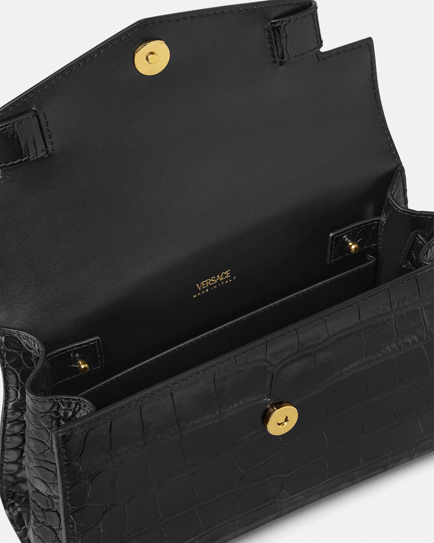 Medusa '95 Croc-Effect Top-Handle Black,Gold | VERSACE US