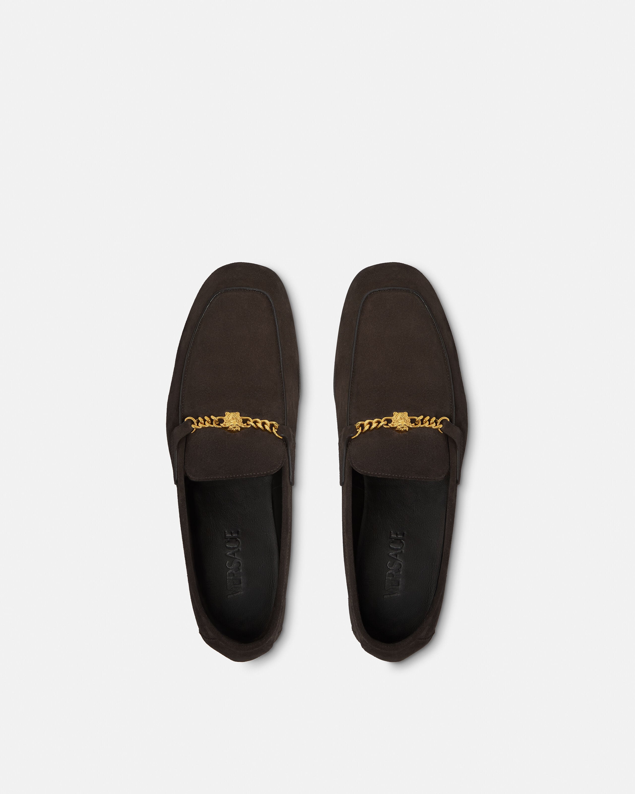Medusa Suede Loafers Brown | VERSACE US