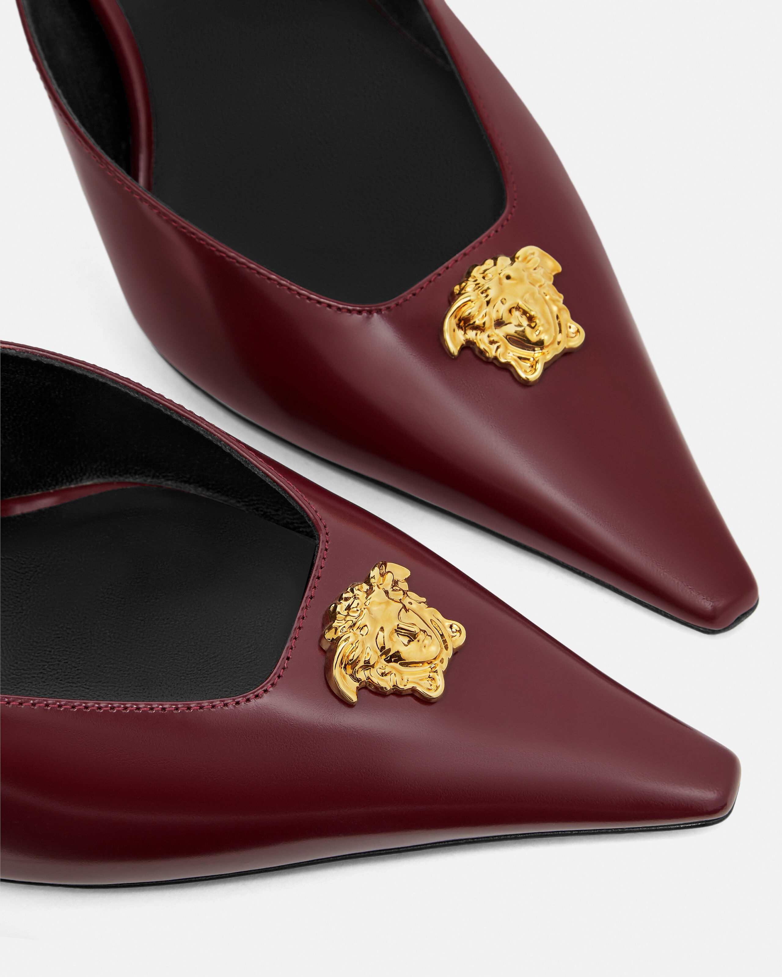 La Medusa Leather Slingbacks 85 mm Burgundy | VERSACE US
