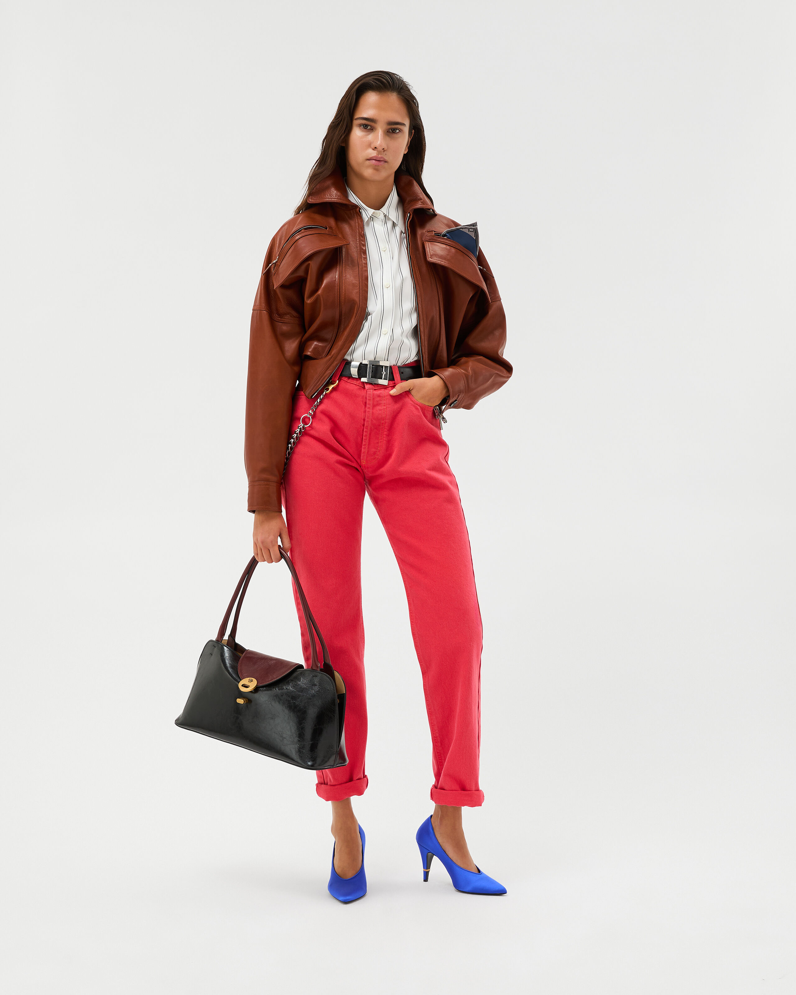 Leather Blouson Brown | VERSACE US