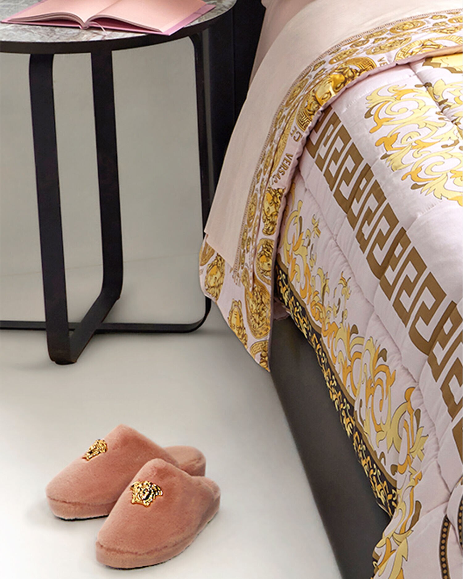 Versace pink slippers store
