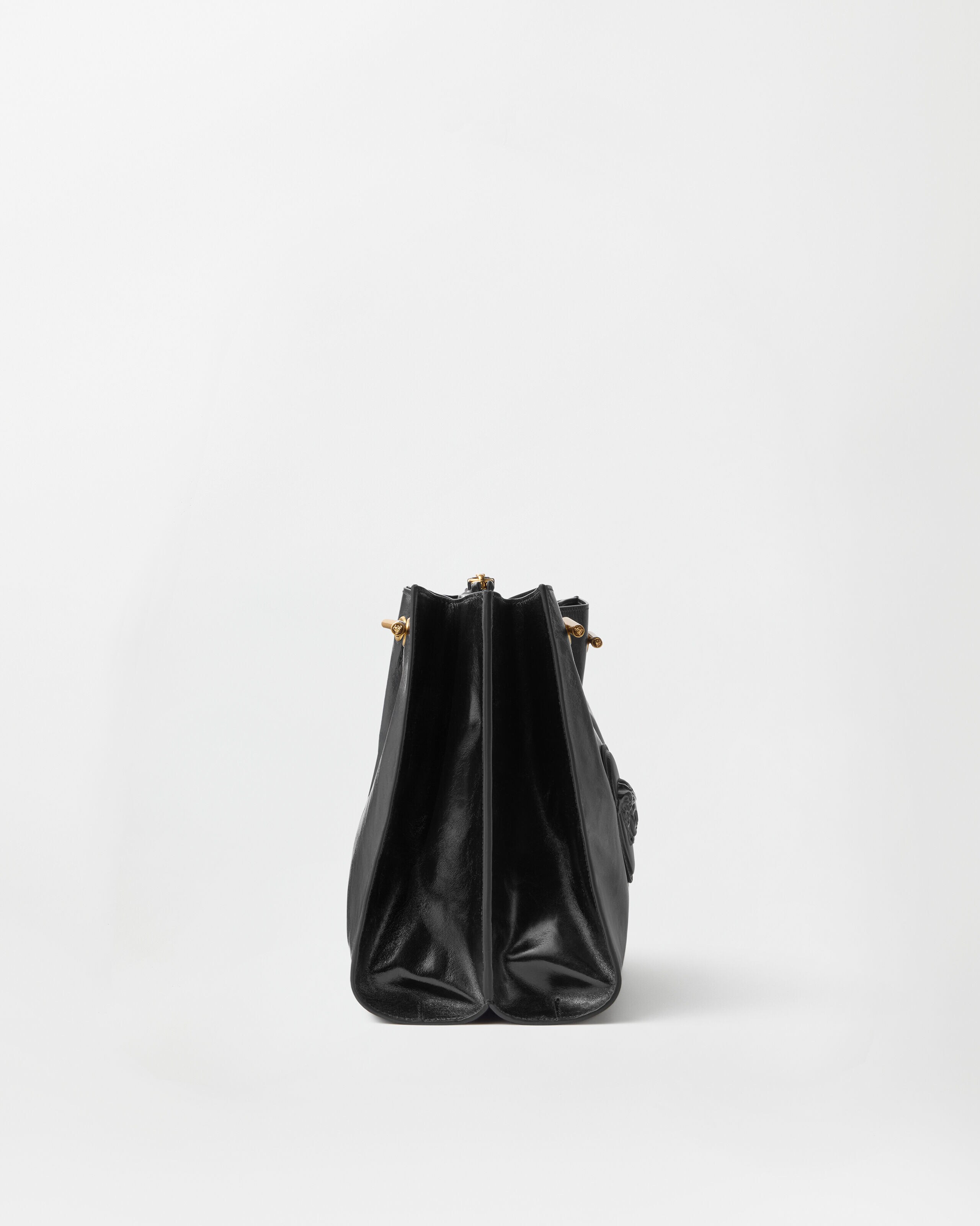 Cabine Leather Shoulder Bag Black | VERSACE US