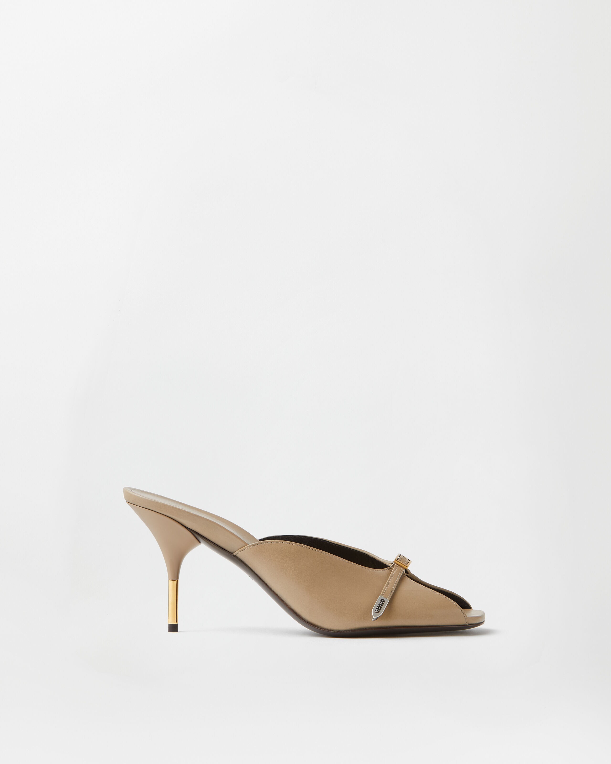 Nyx Leather Mules 80 mm Beige | VERSACE