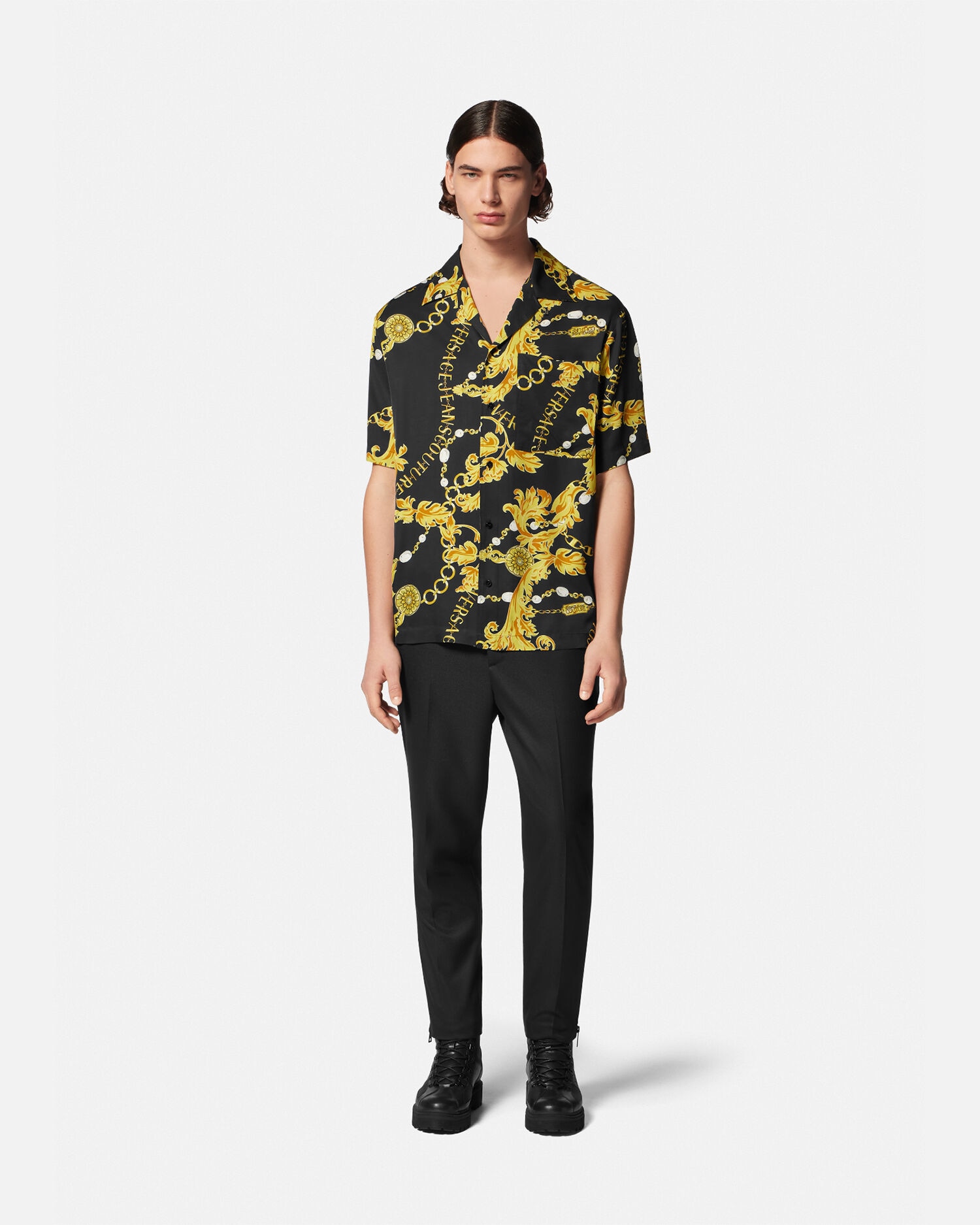 Chain Couture Shirt Black Gold VERSACE IN
