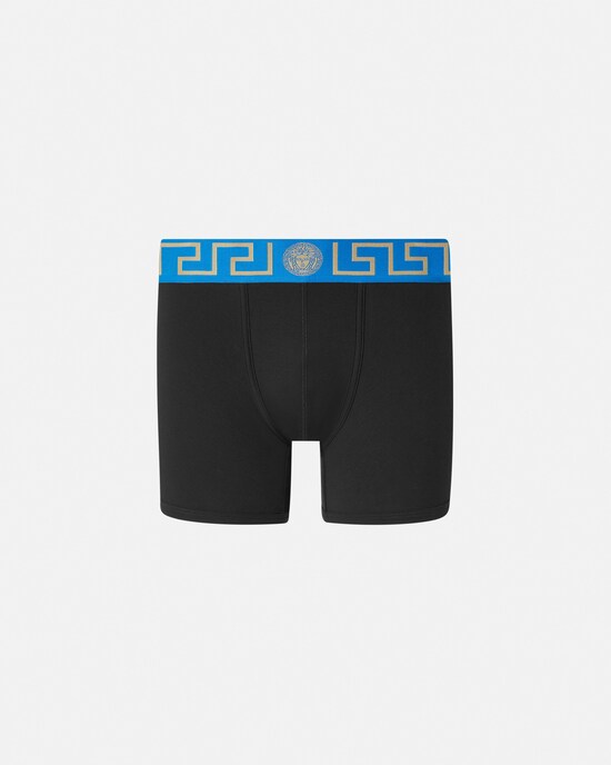 Versace Lange Unterhose aus Baumwolljersey Schwarz+Blau 1