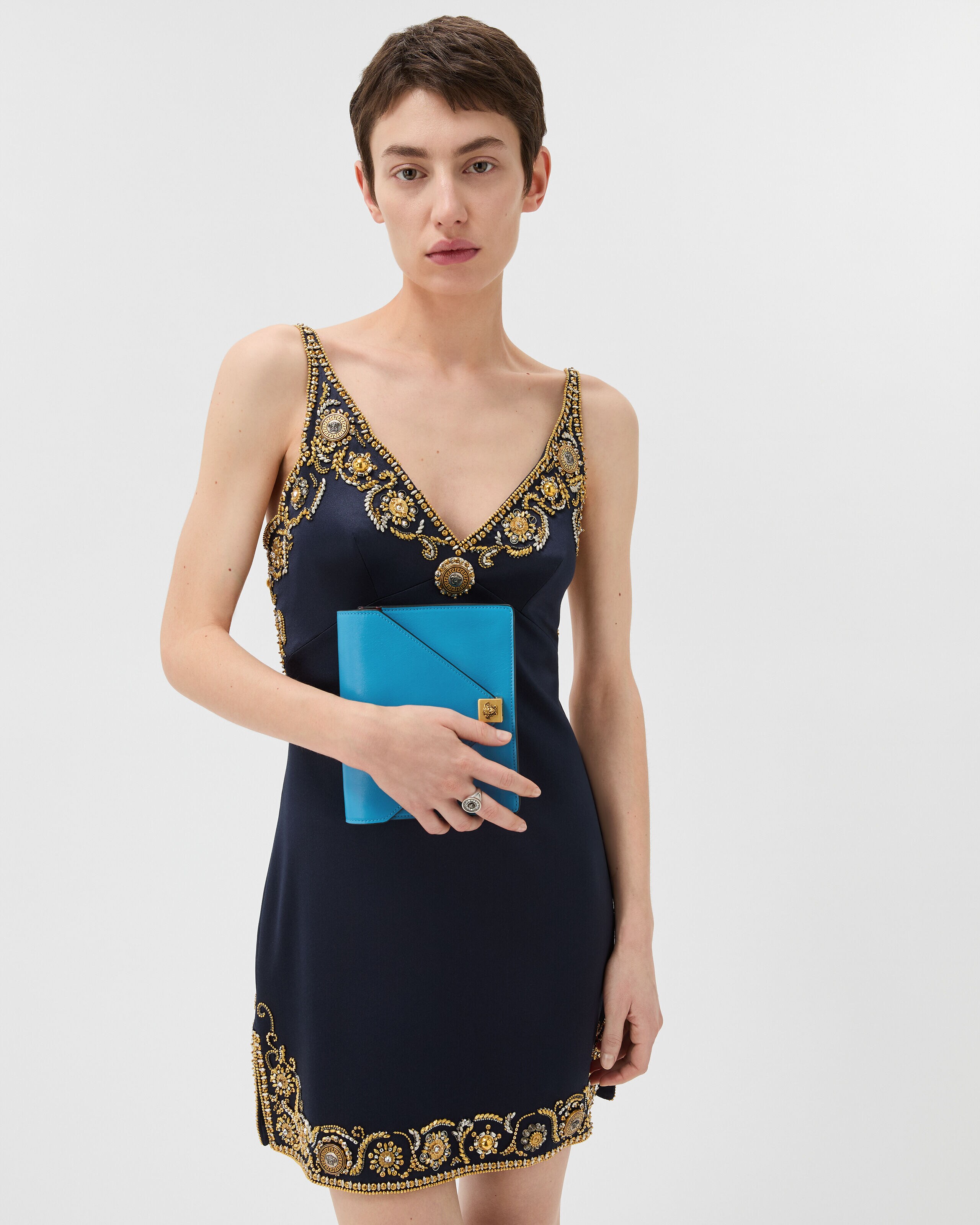 Severine Leather Mini Bag Blue | VERSACE US