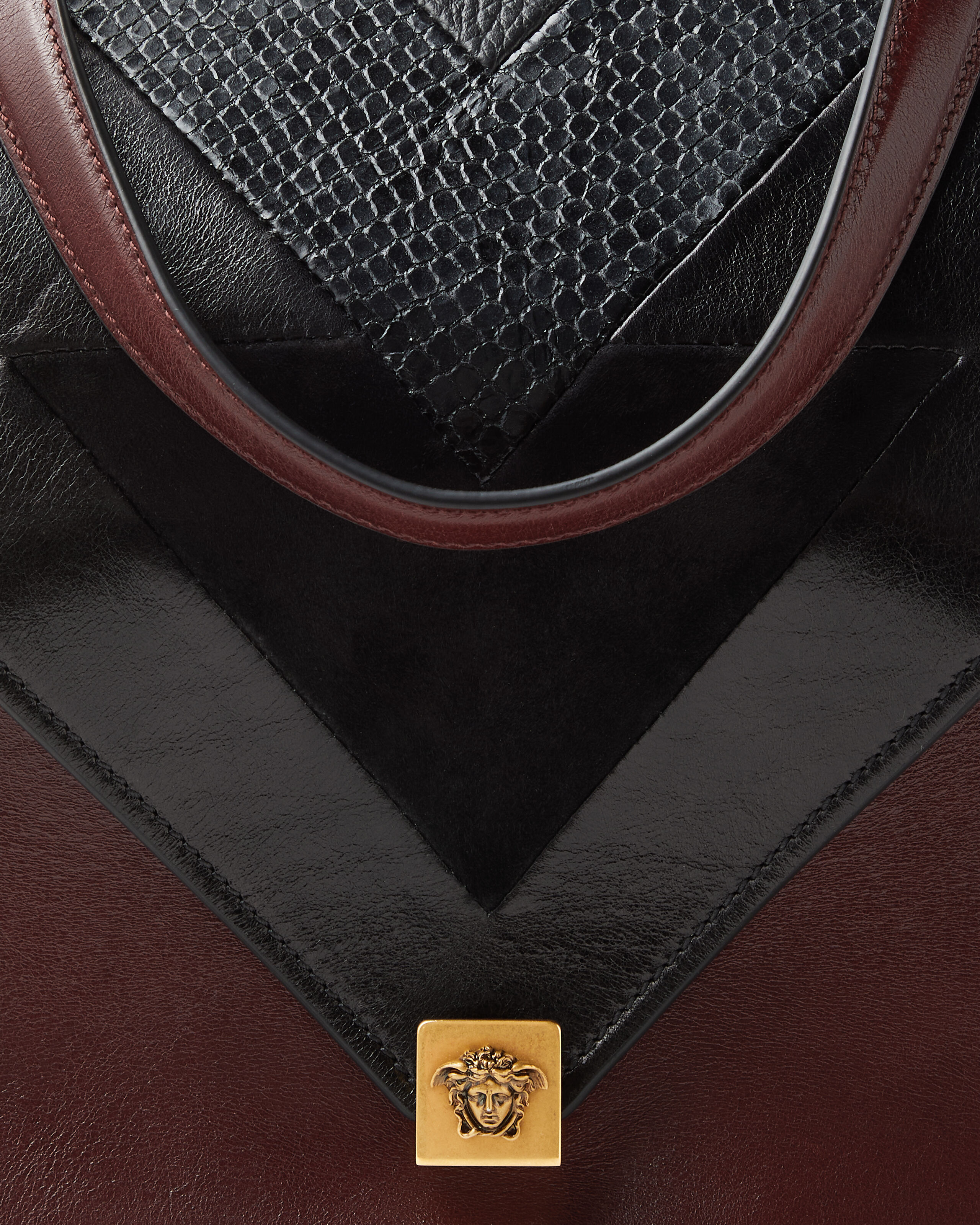 Severine Python-Effect Leather Shoulder Bag Black,Brown | VERSACE US