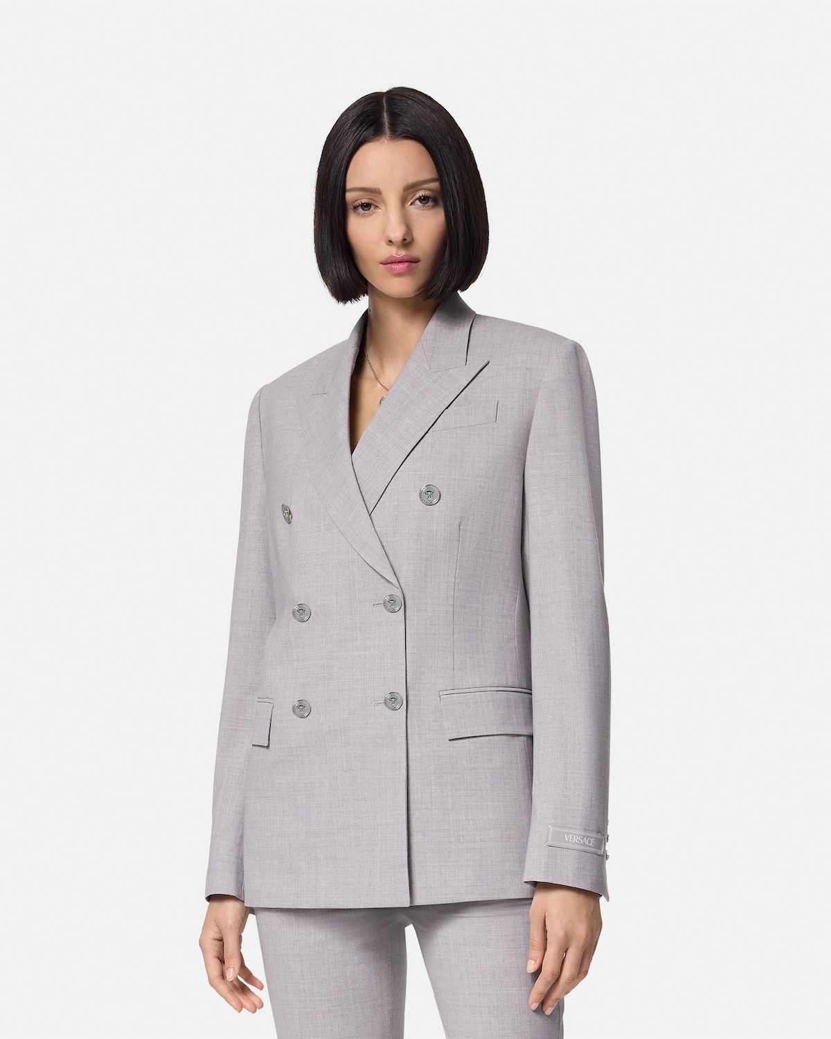 Mélange Slim Masculine Blazer Gray VERSACE AU