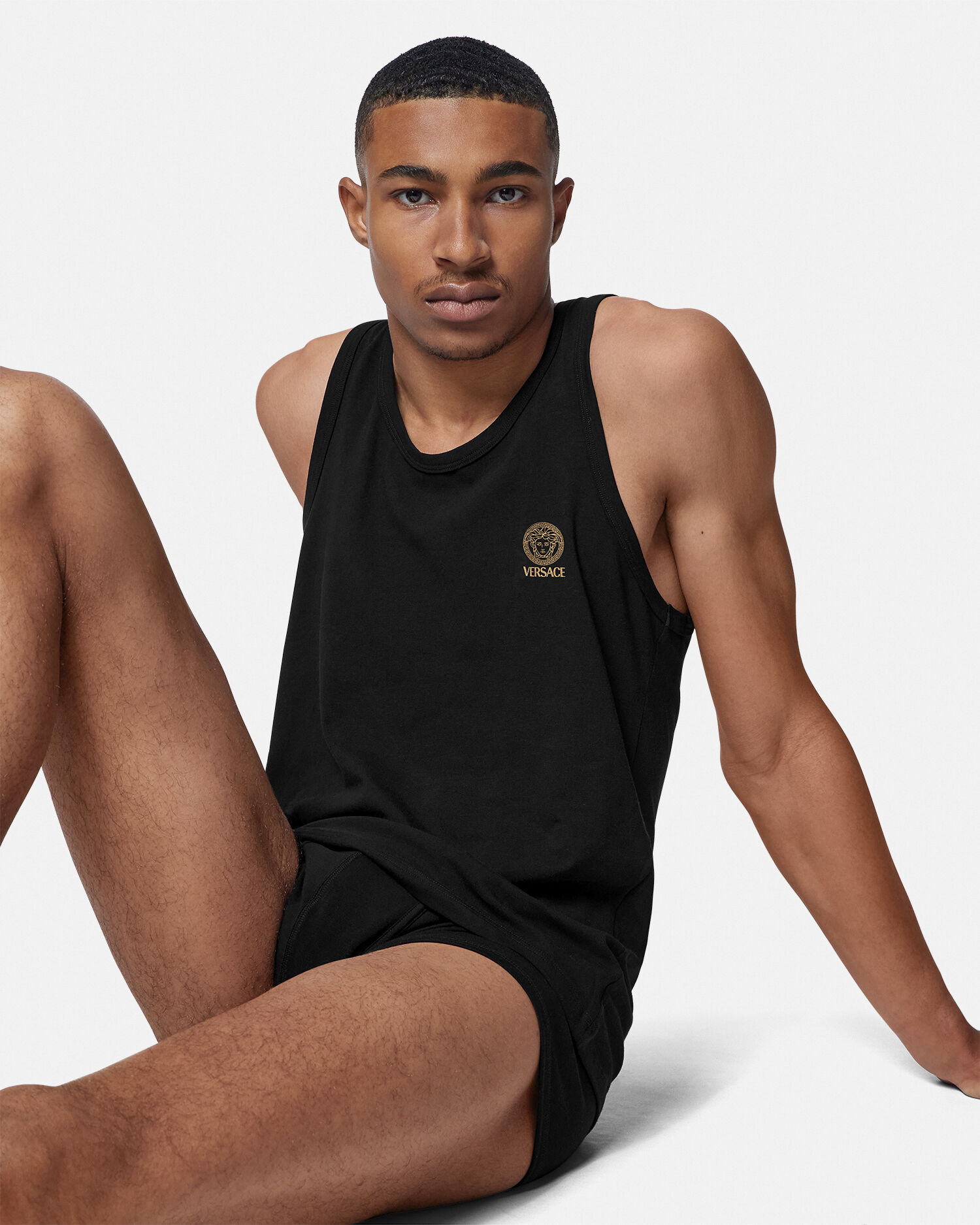 Cotton-Jersey Tank Top Undershirt | VERSACE US