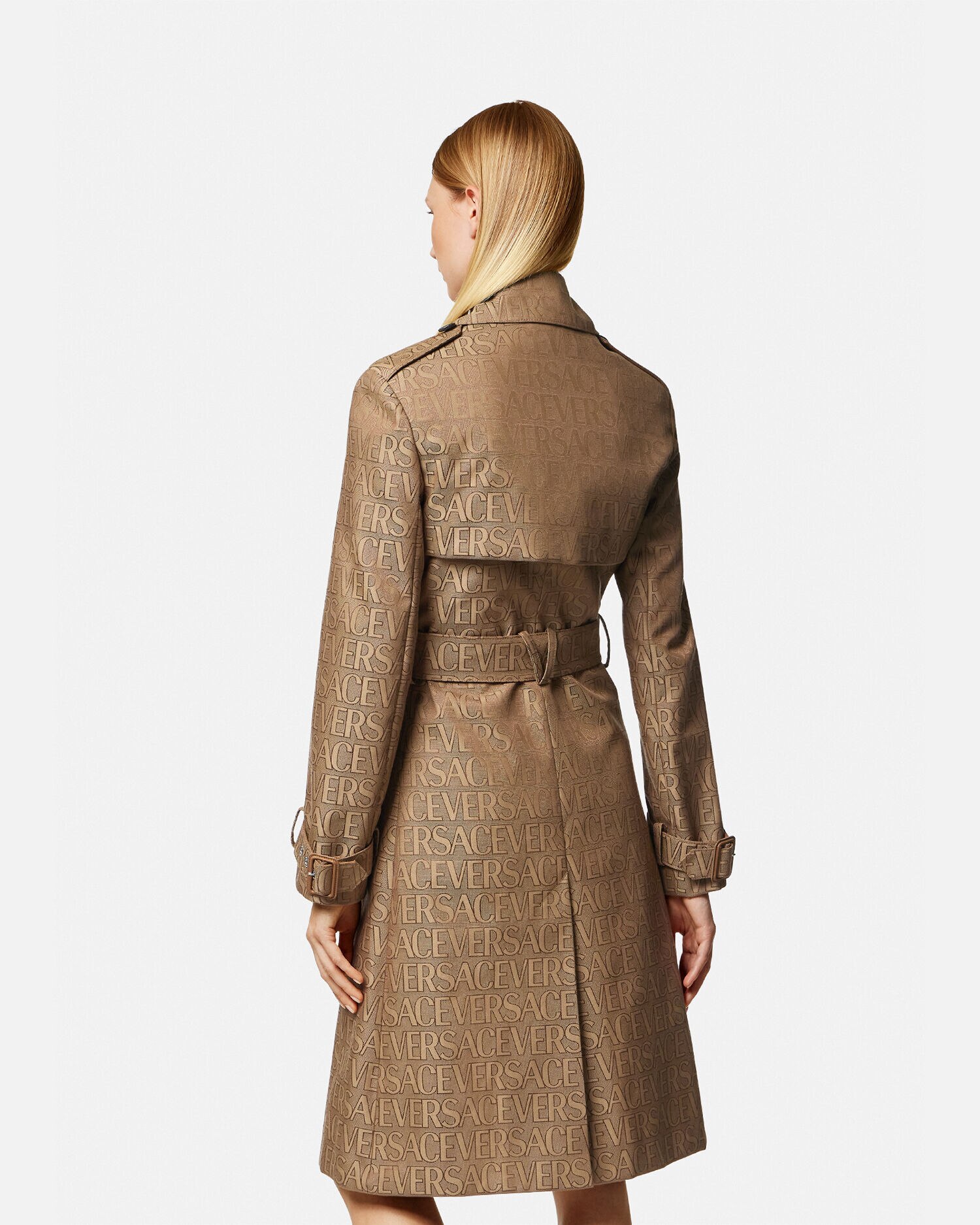 Versace leather store trench coat