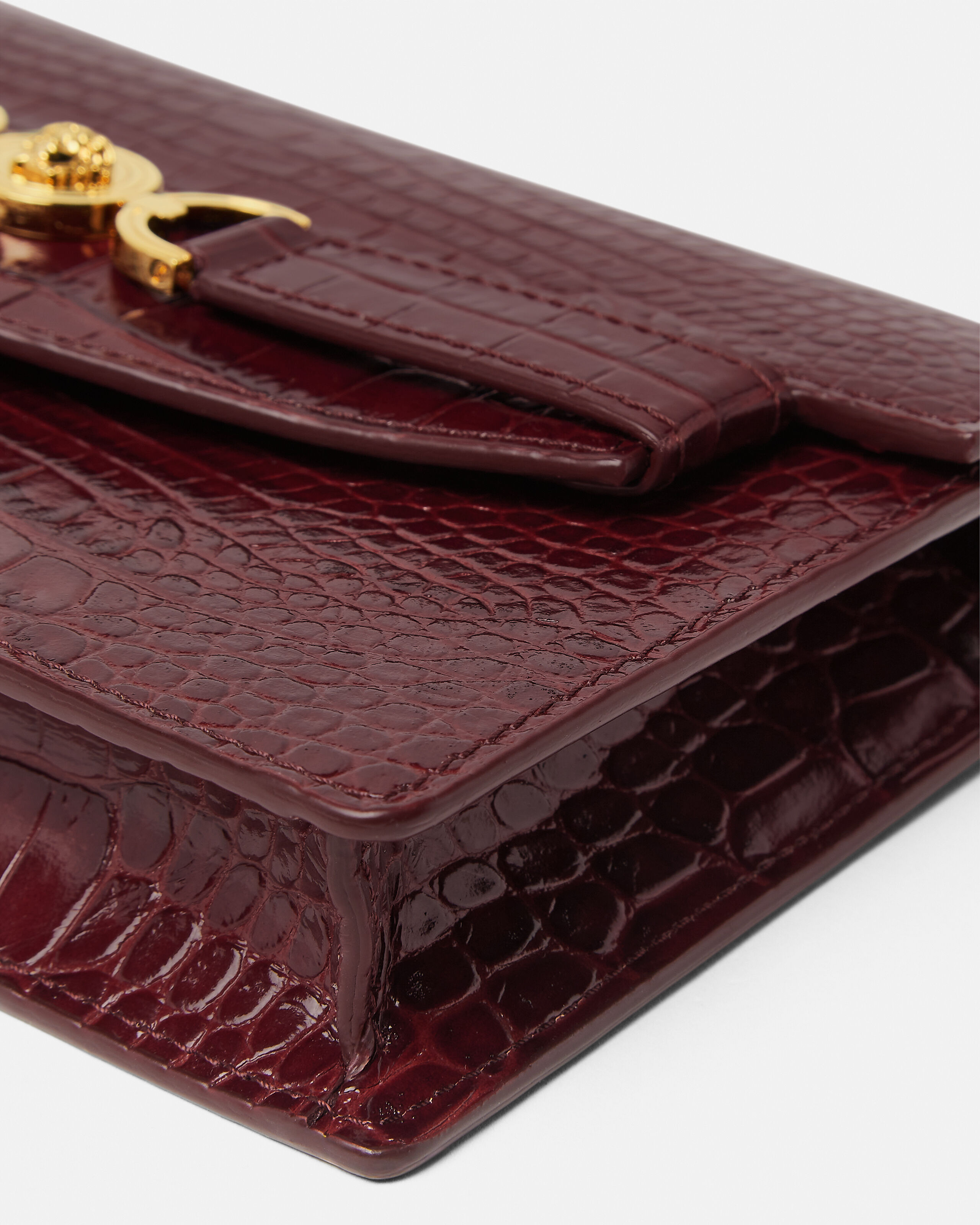 Medusa '95 Croc-Effect Clutch Burgundy | VERSACE US