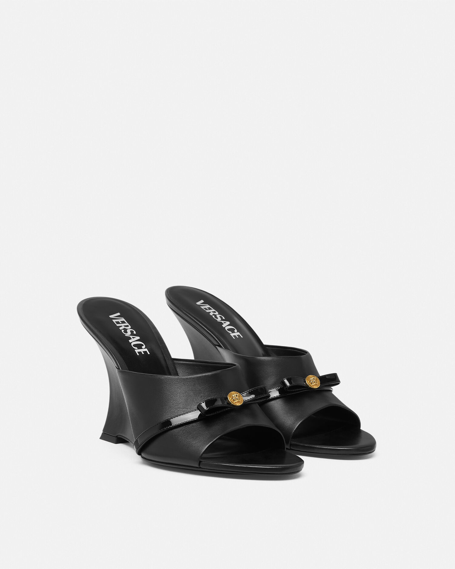 Gianni Ribbon Wedge Mules 95 mm